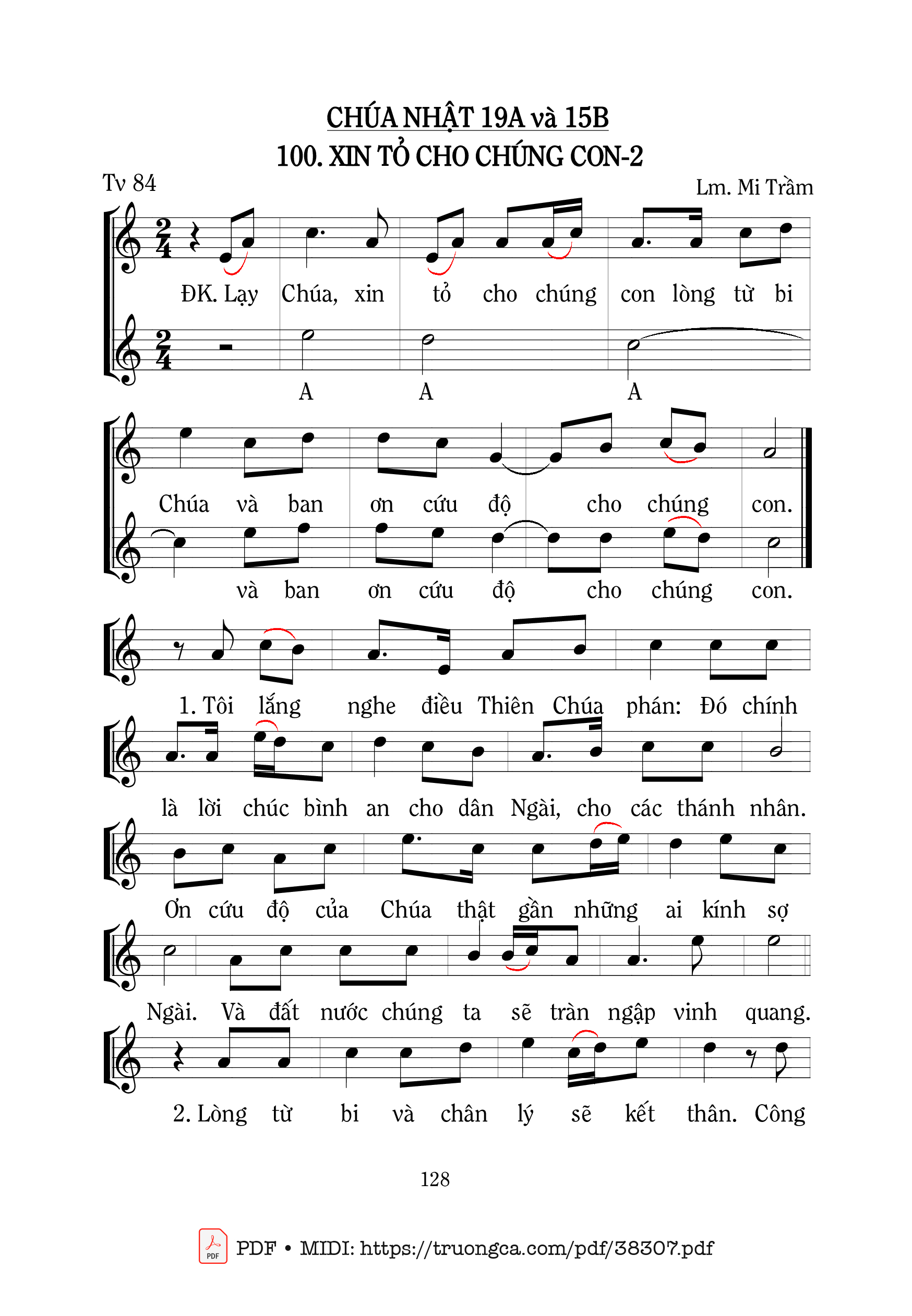 Trang 1 của Sheet nhạc PDF bài hát Thánh Vịnh 84, Xin Tỏ Cho Chúng Con 2 - Mi Trầm