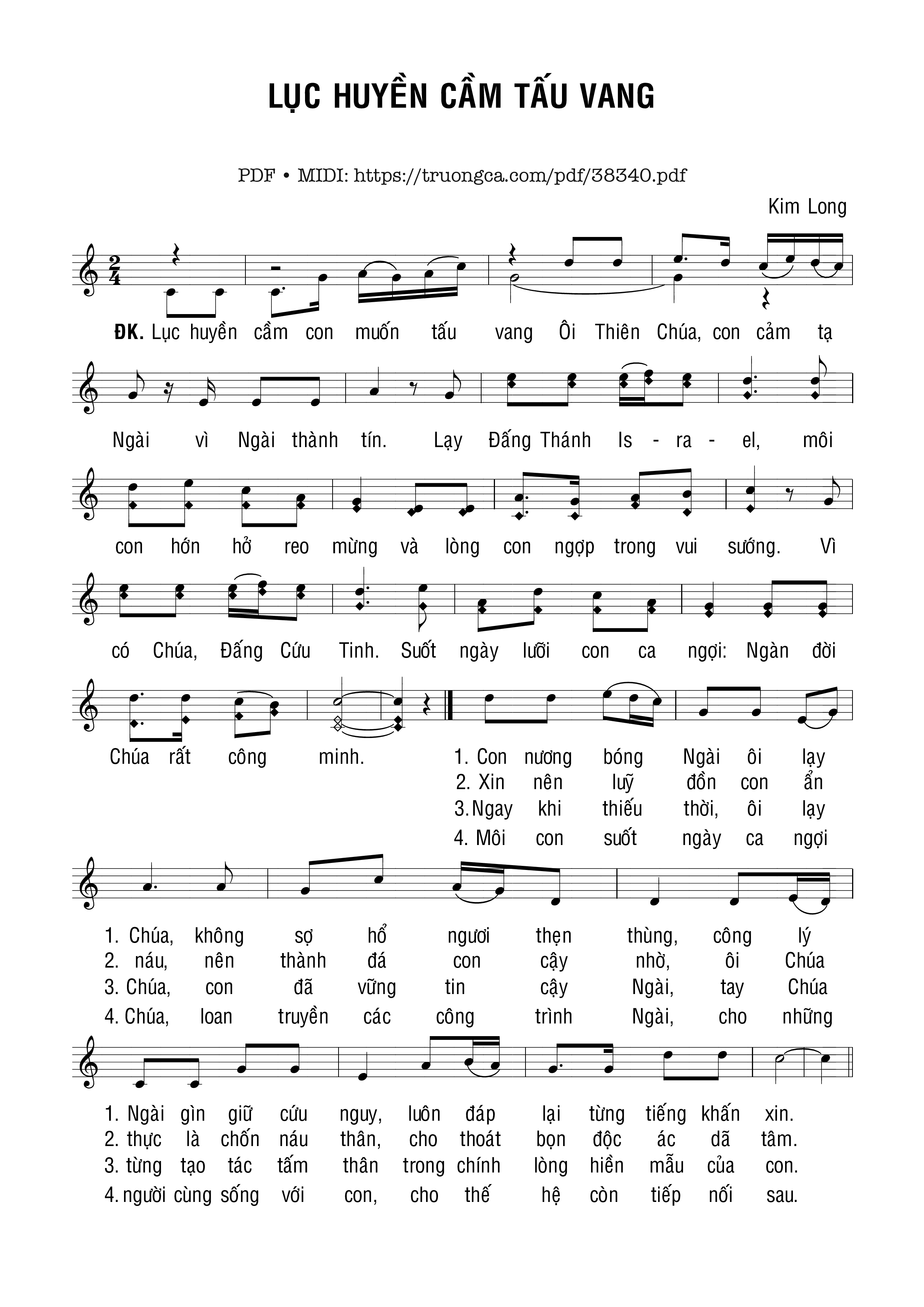 Trang 1 của Sheet nhạc PDF bài hát Lục Huyền Cầm Tấu Vang - Kim Long