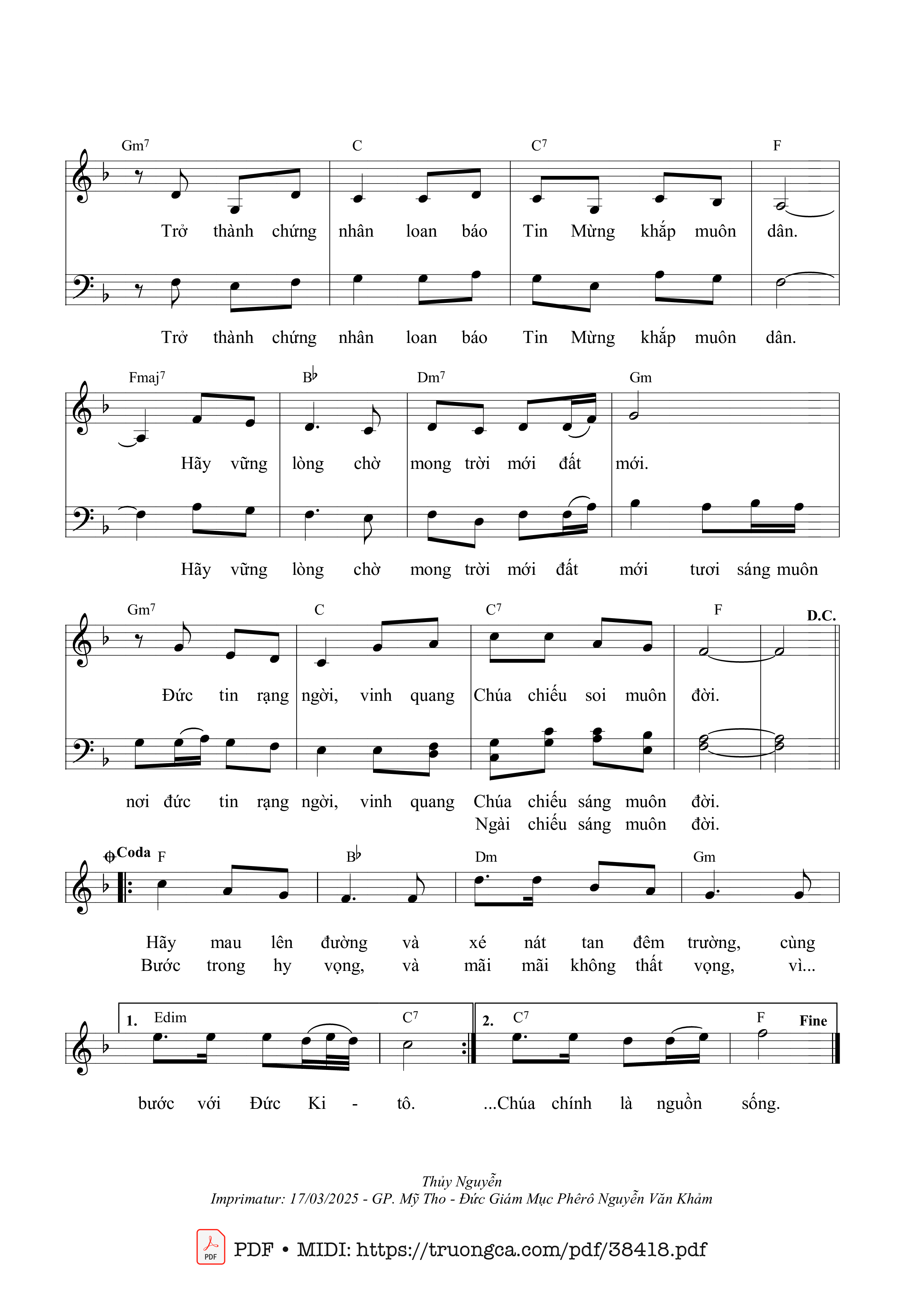 Trang 2 của Sheet nhạc PDF bài hát Chúa Niềm Hy Vọng Đời Con - Thủy Nguyễn