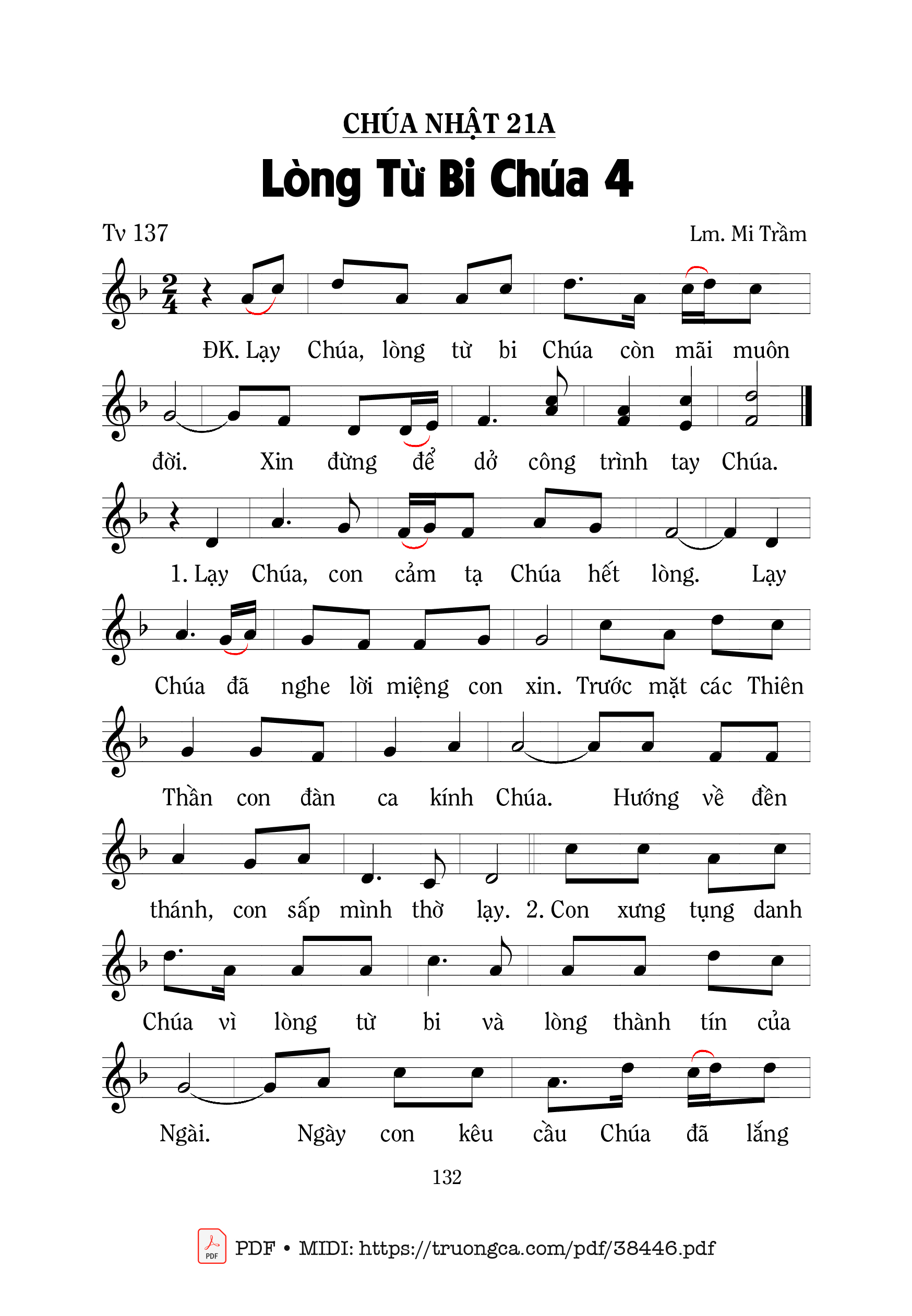Trang 1 của Sheet nhạc PDF bài hát Thánh Vịnh 137, Lòng Từ Bi Chúa 4 - Mi Trầm