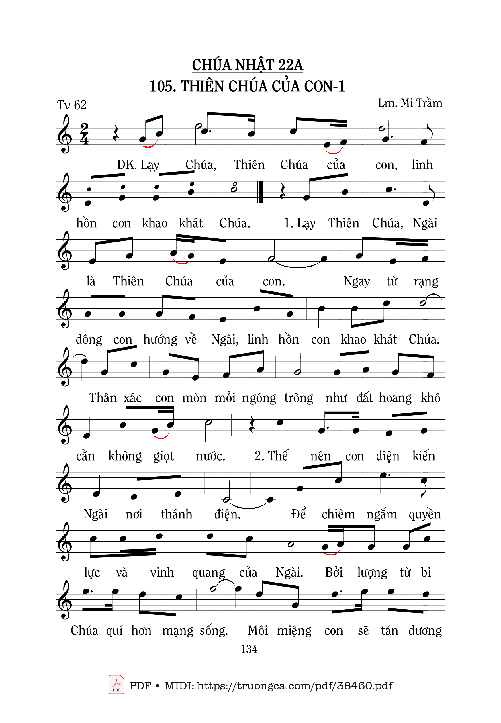 Trang 1 của Sheet nhạc PDF bài hát Thánh Vịnh 62, Thiên Chúa Của Con 1 - Mi Trầm