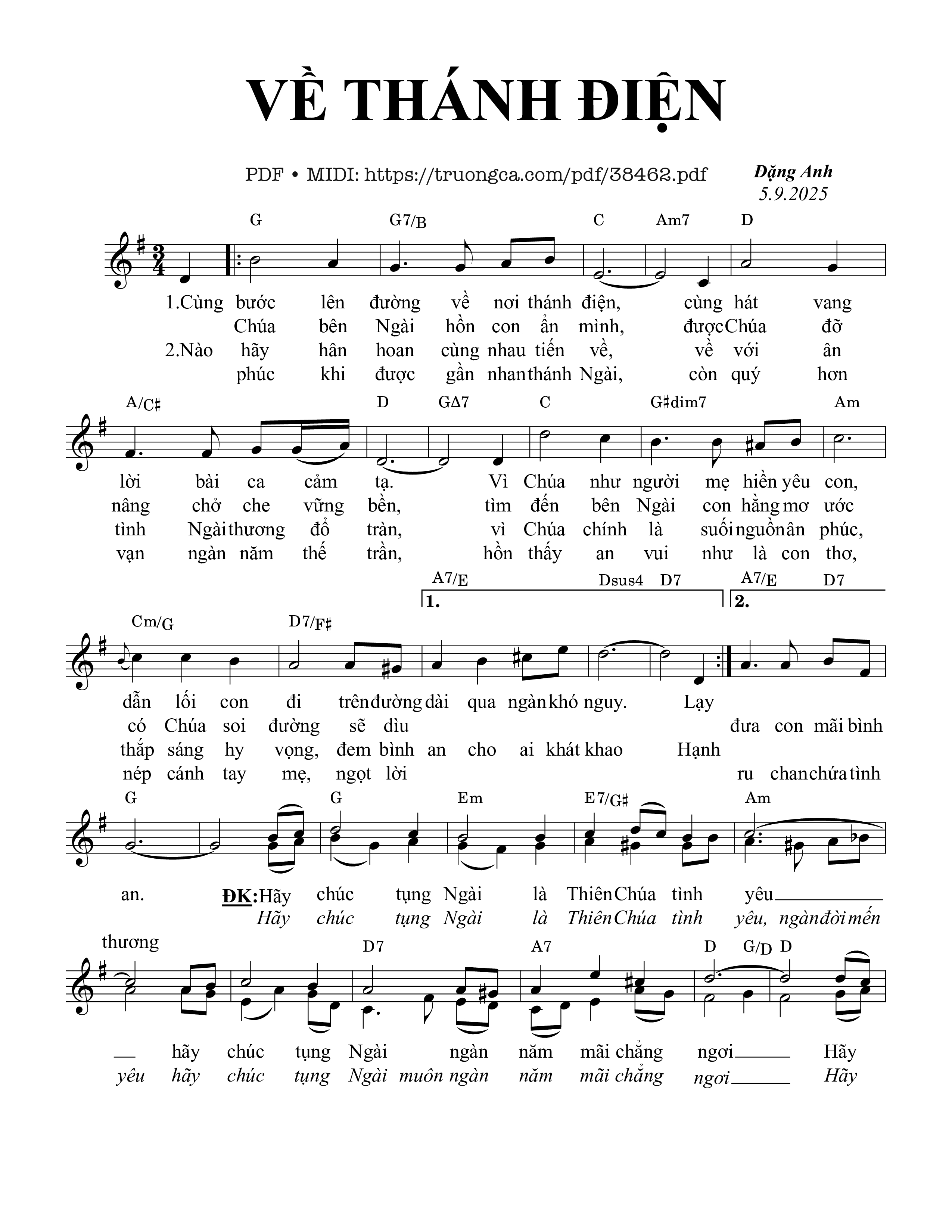 Trang 1 của Sheet nhạc PDF bài hát Về Thánh Điện - Đặng Anh