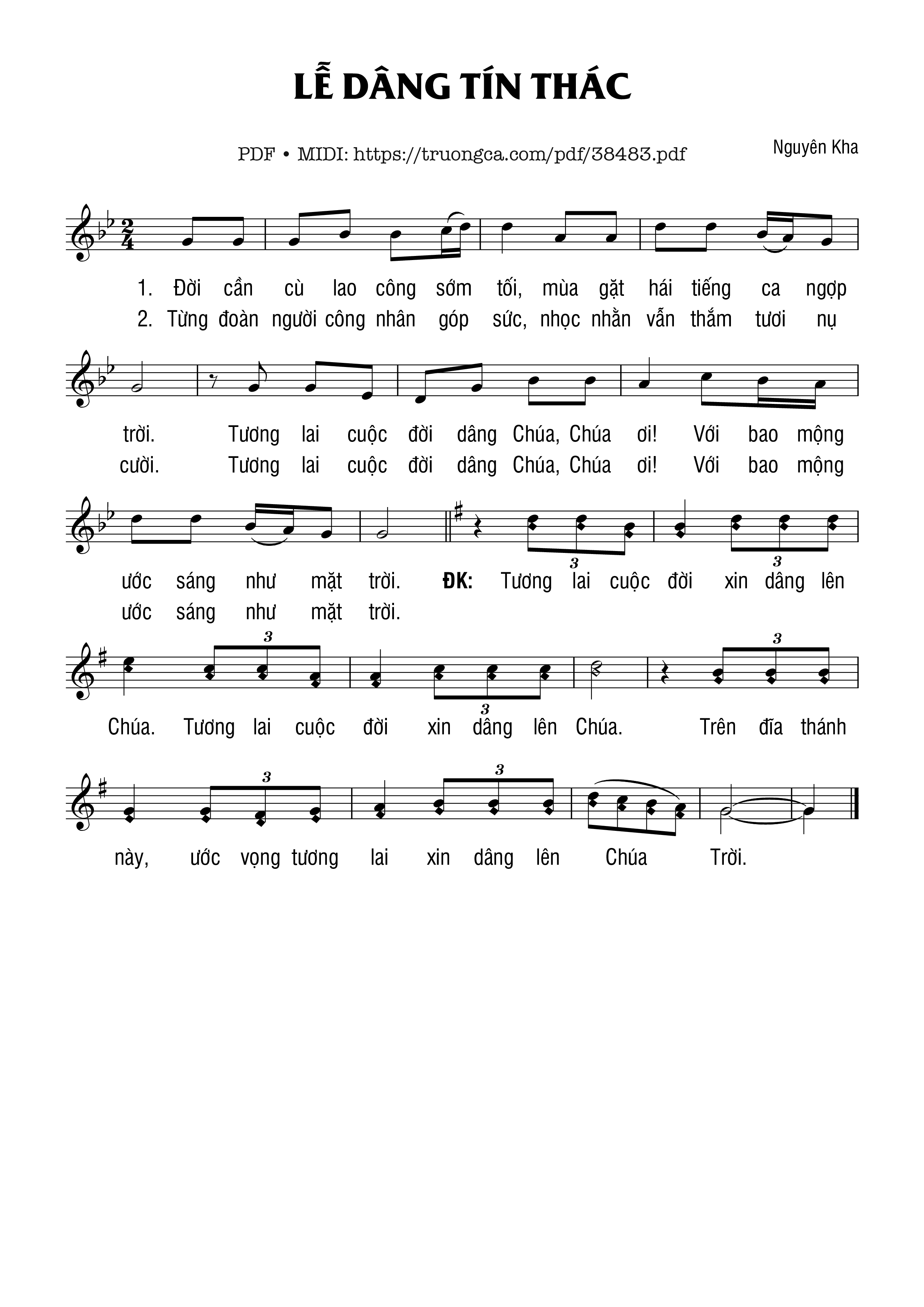 Trang 1 của Sheet nhạc PDF bài hát Lễ Dâng Tín Thác - Nguyên Kha
