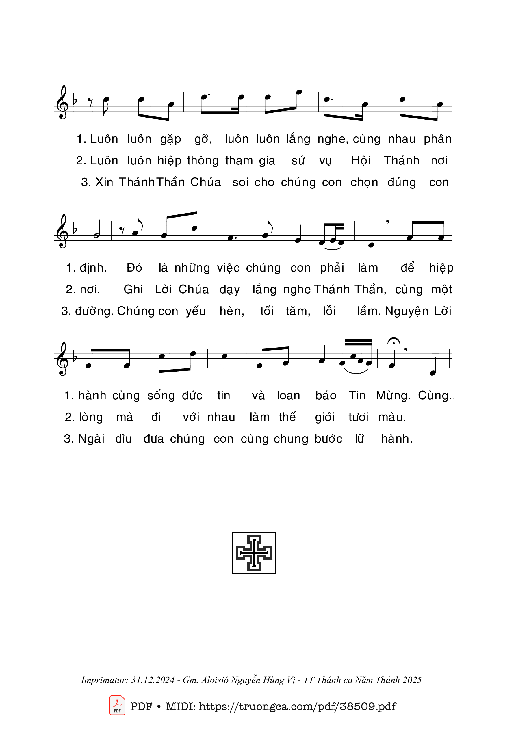 Trang 2 của Sheet nhạc PDF bài hát Bài Ca Hiệp Hành - Anh Tuấn + Nguyễn Duy + Phanxicô