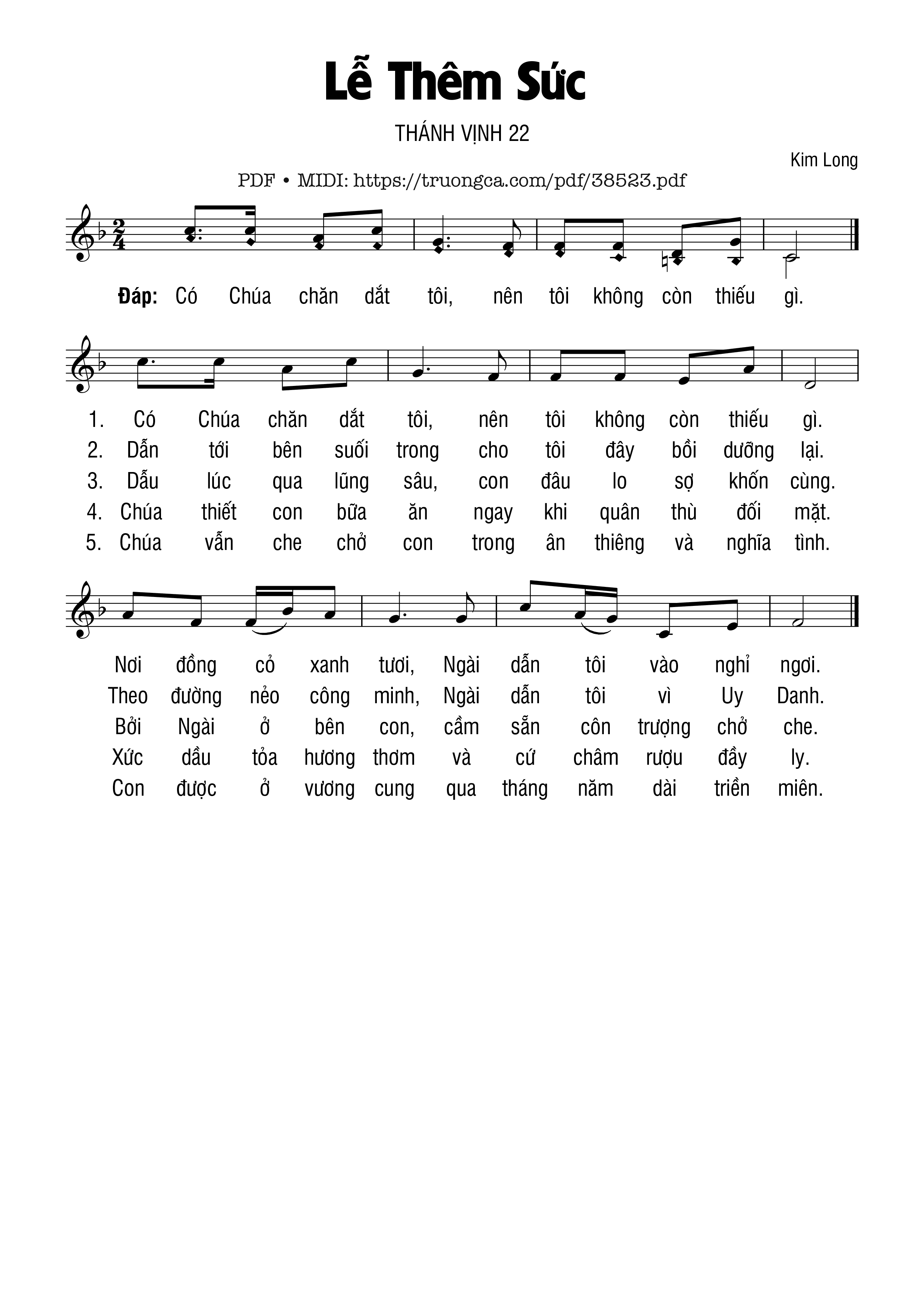 Trang 1 của Sheet nhạc PDF bài hát Thánh Vịnh 22, Lễ Thêm Sức - Kim Long
