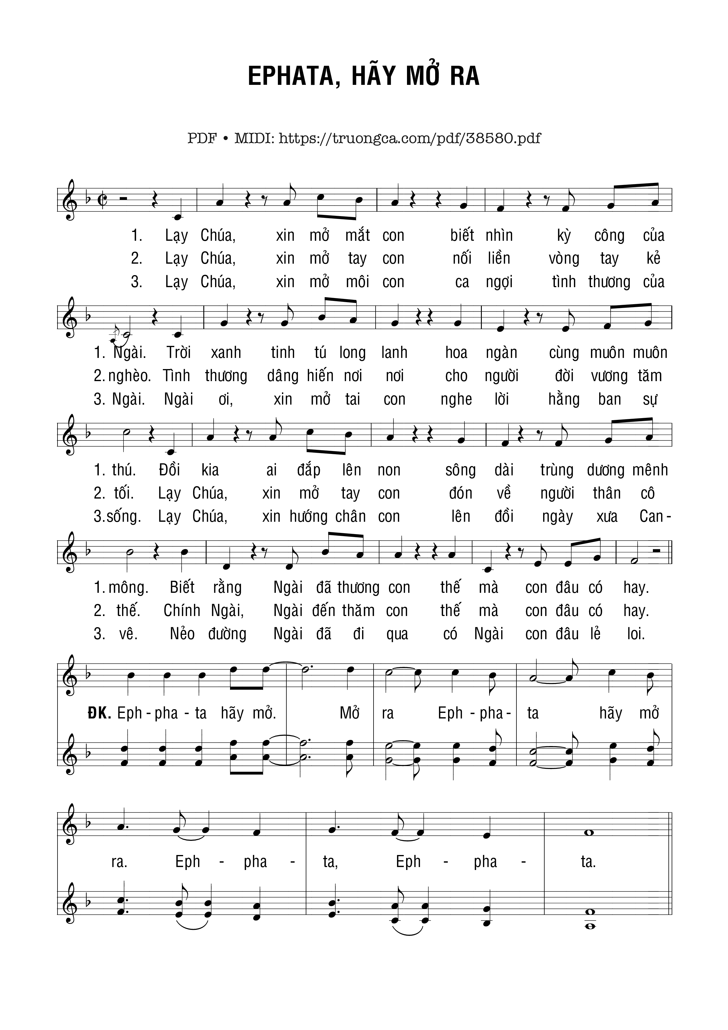Trang 1 của Sheet nhạc PDF bài hát Ephata Hãy Mở Ra - Thành Tâm