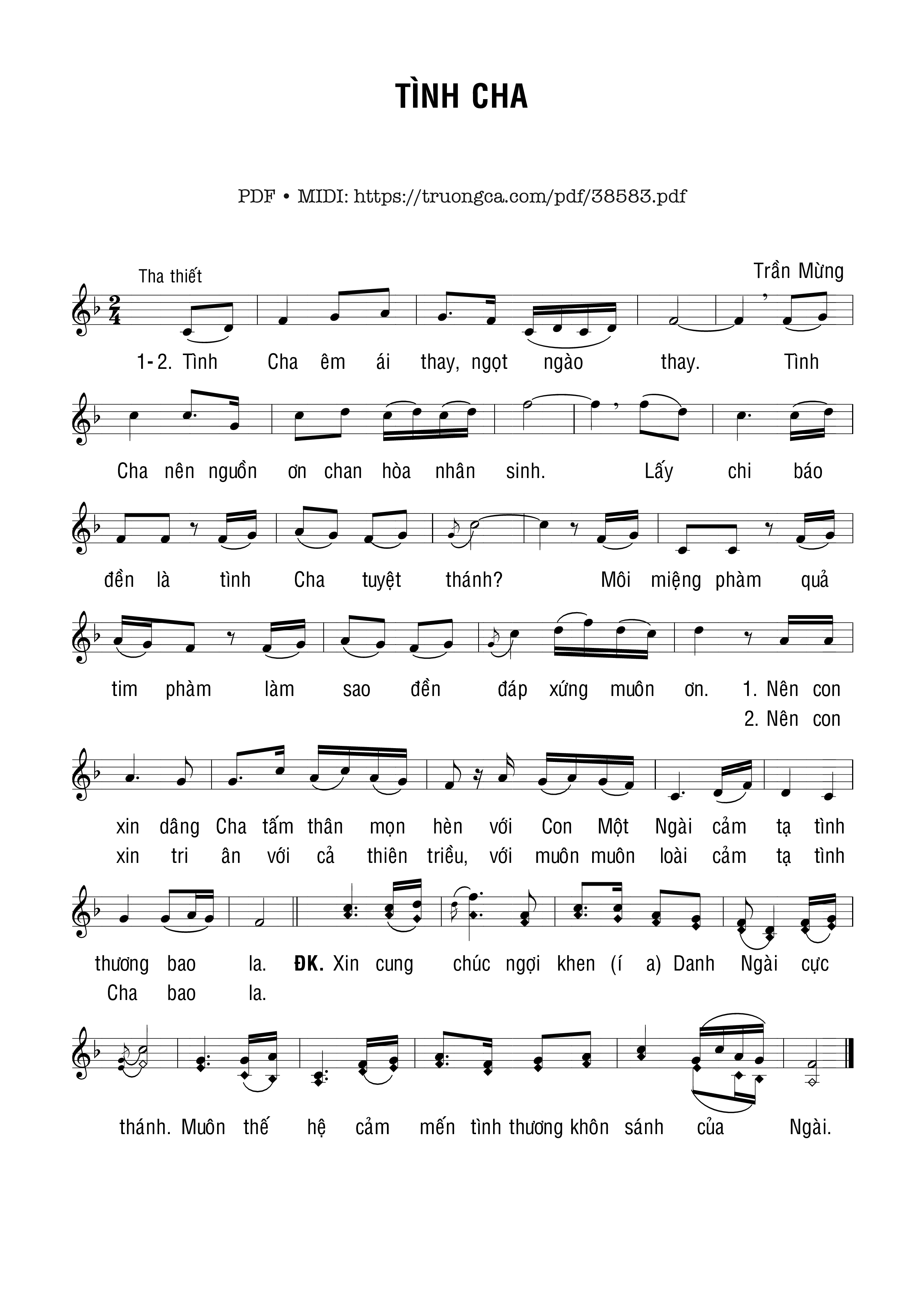 Trang 1 của Sheet nhạc PDF bài hát Tình Cha - Trần Mừng