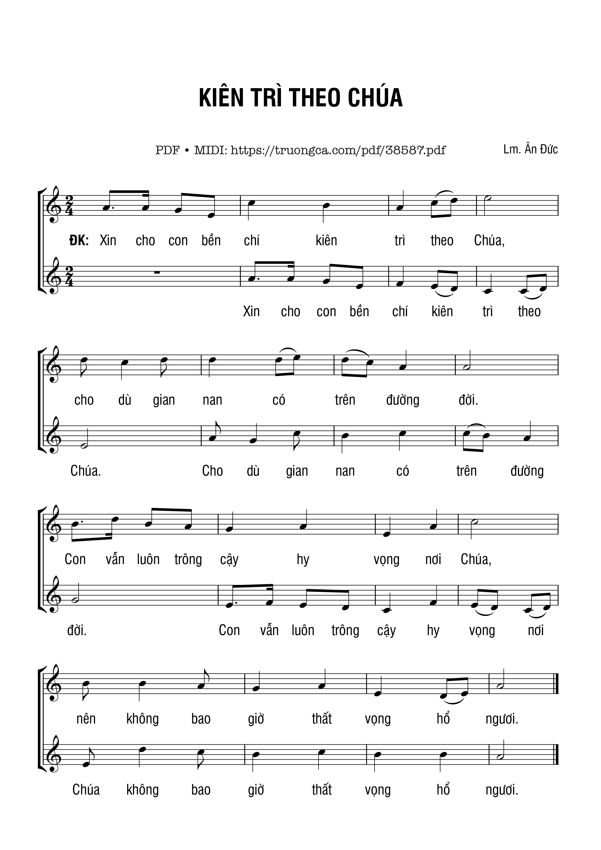 Trang 1 của Sheet nhạc PDF bài hát Kiên Trì Theo Chúa - Ân Đức