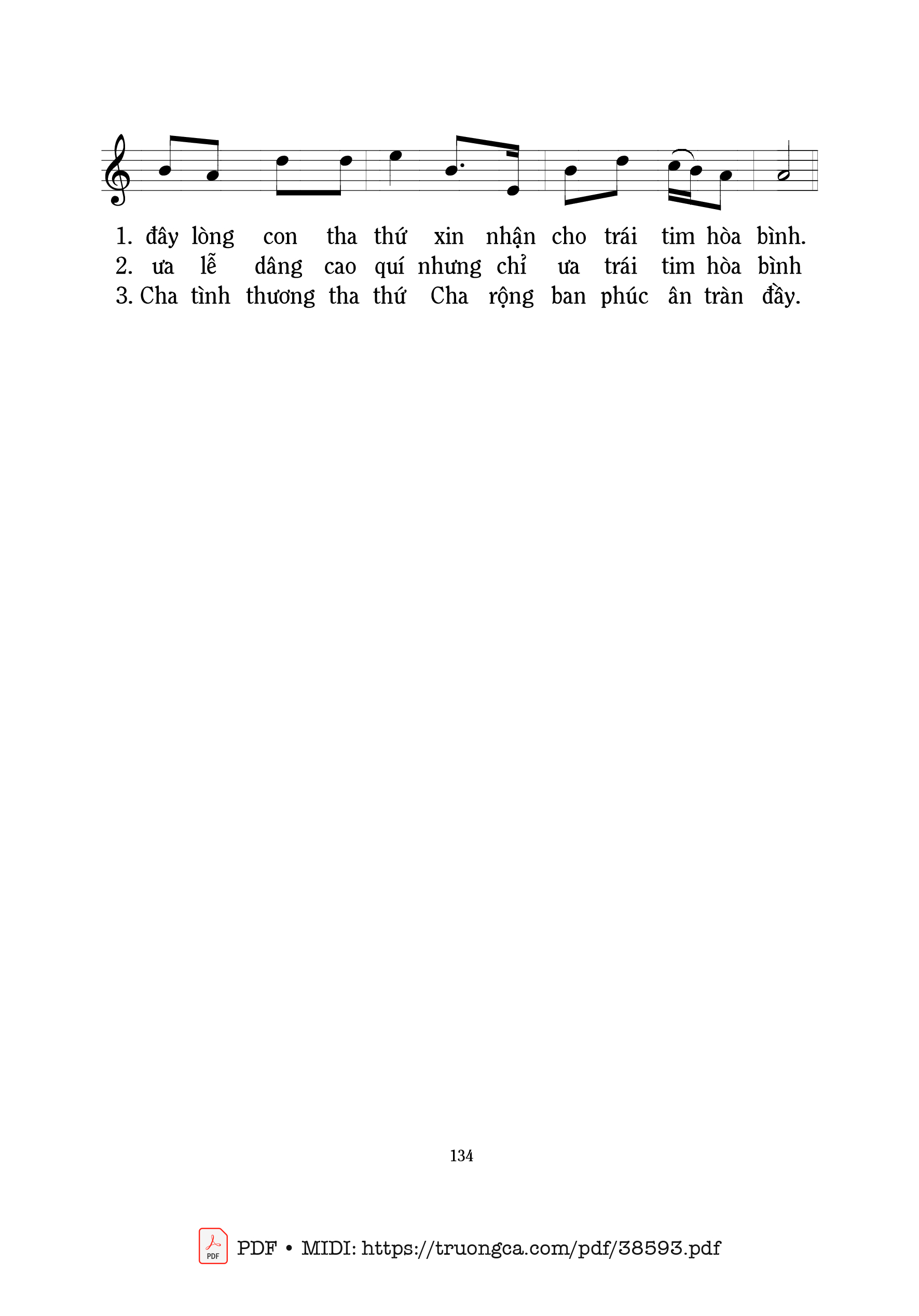 Trang 2 của Sheet nhạc PDF bài hát Lễ Vật Hòa Bình - Mi Trầm