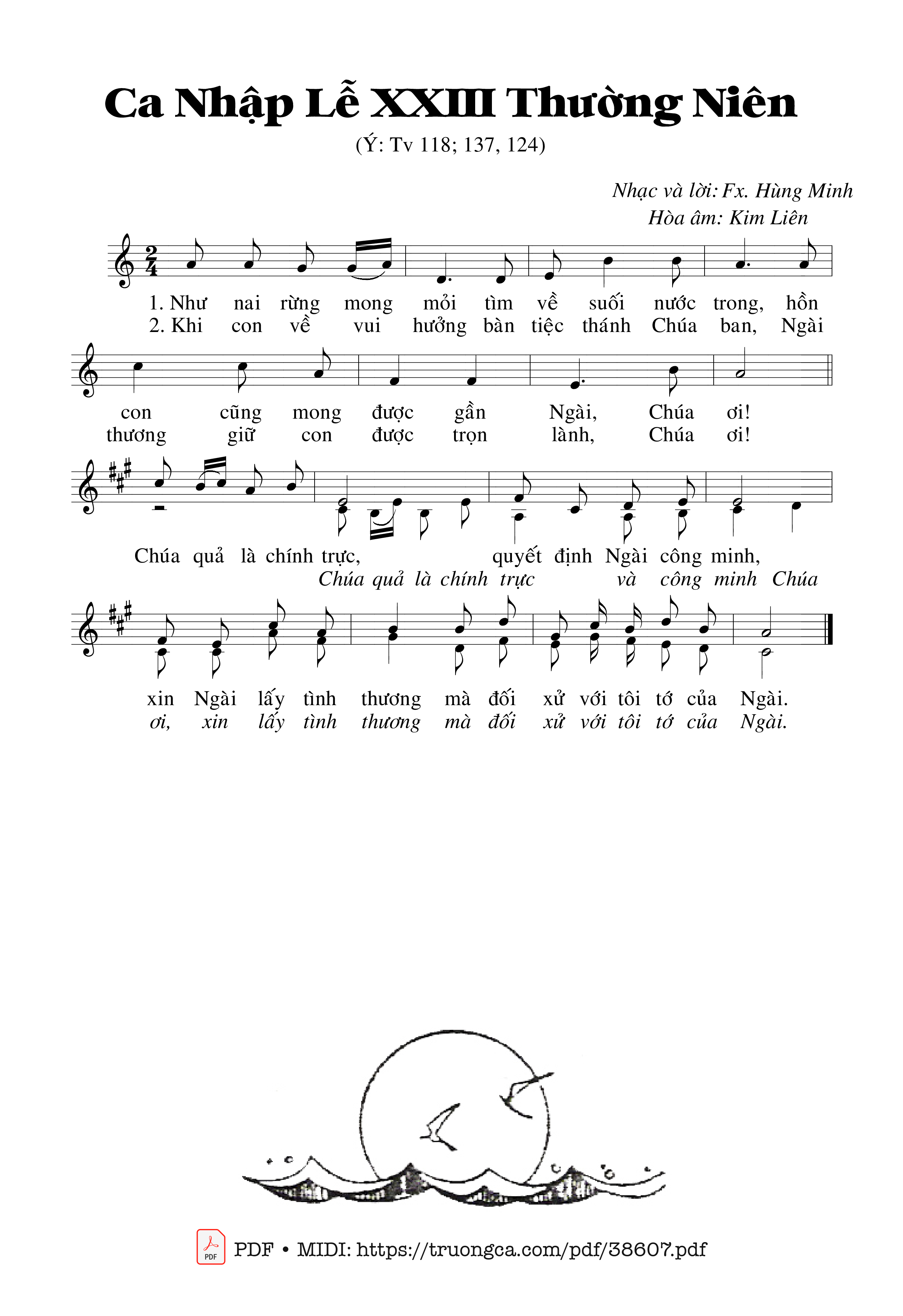 Trang 1 của Sheet nhạc PDF bài hát Thánh Vịnh 118, Ca Nhập Lễ 23 Thường Niên - Trần Minh