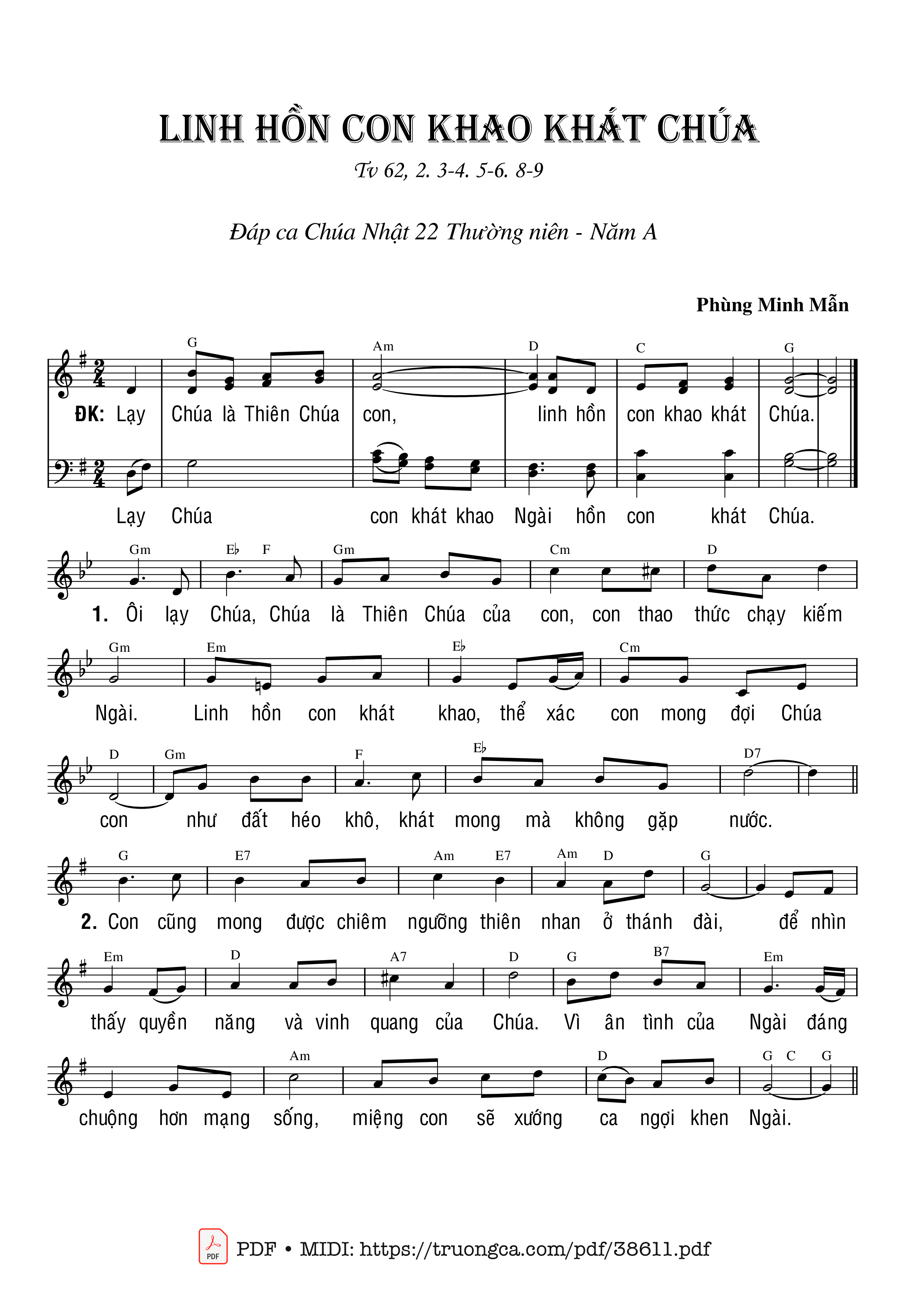 Trang 1 của Sheet nhạc PDF bài hát Thánh Vịnh 62, Linh Hồn Con Khao Khát Chúa - Phùng Minh Mẫn