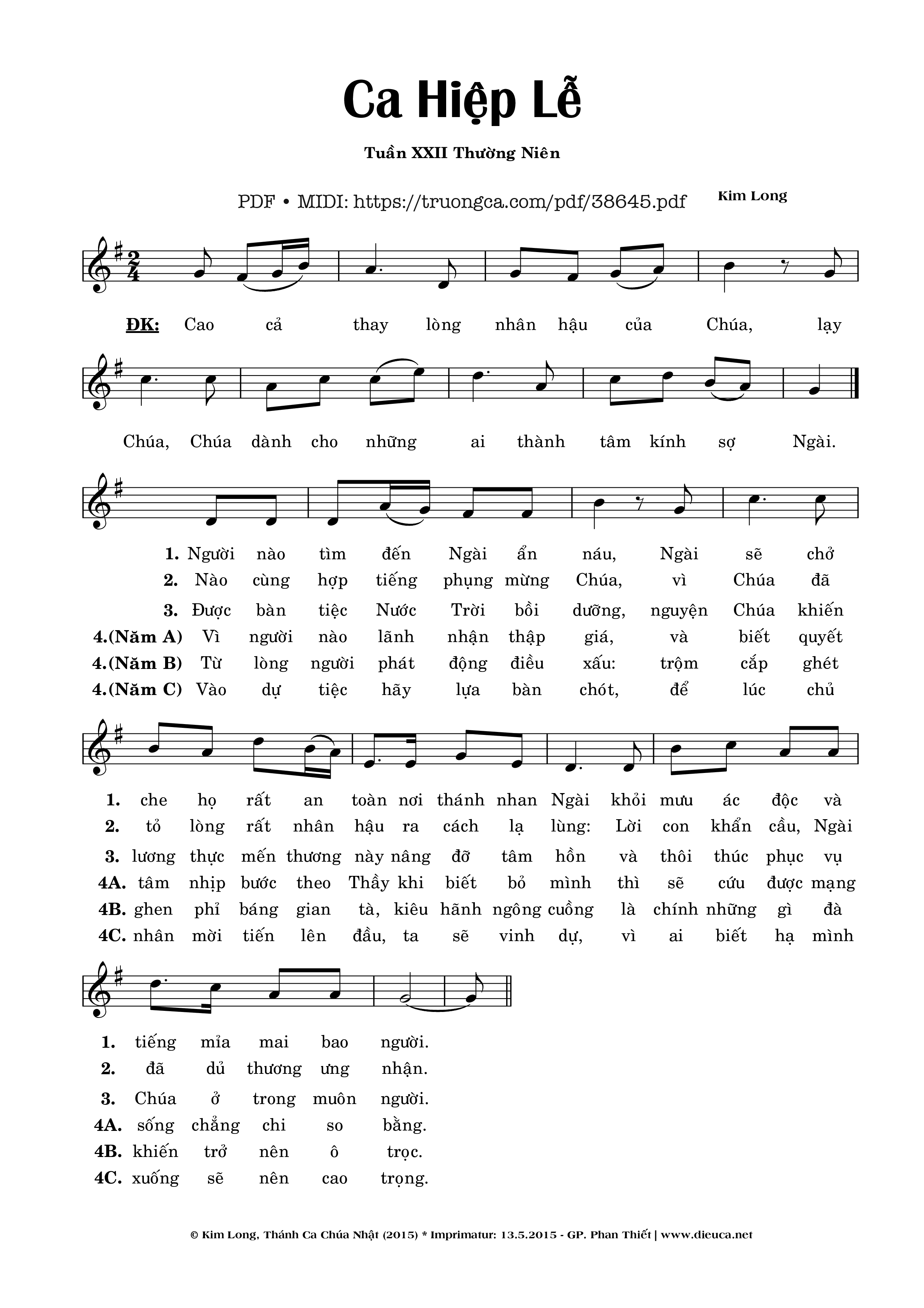 Trang 1 của Sheet nhạc PDF bài hát Ca Hiệp Lễ Chúa Nhật 22 Thường Niên - Kim Long