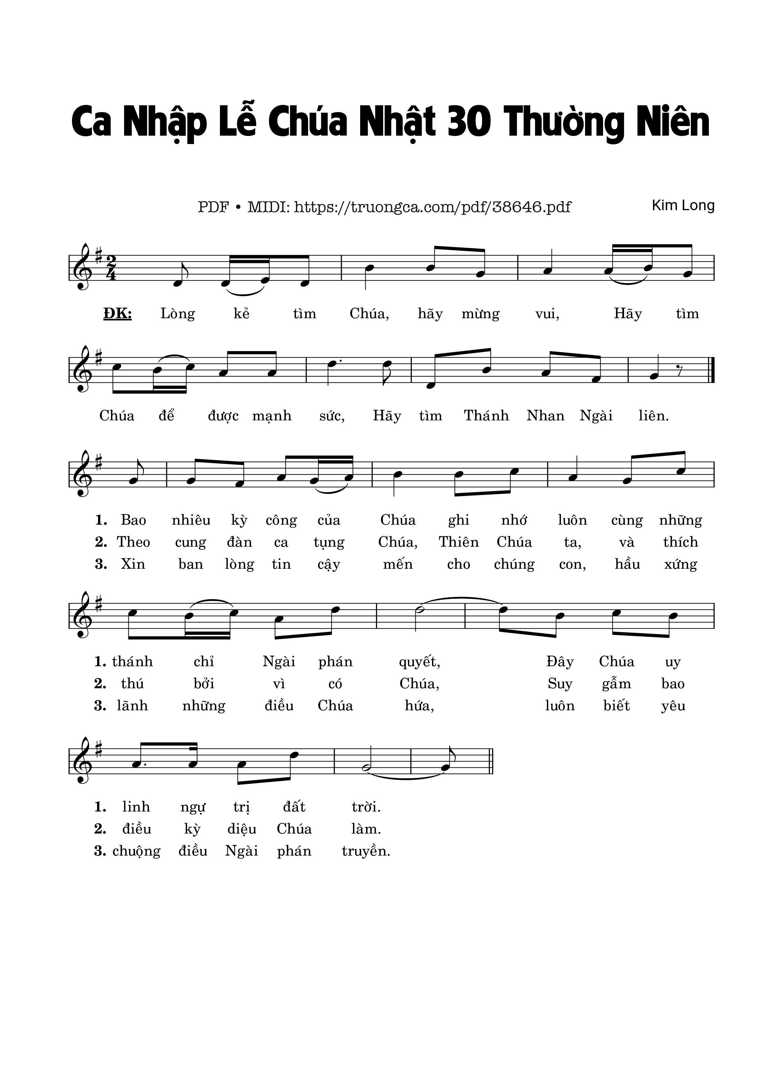Trang 1 của Sheet nhạc PDF bài hát Ca Nhập Lễ Chúa Nhật 30 Thường Niên - Kim Long