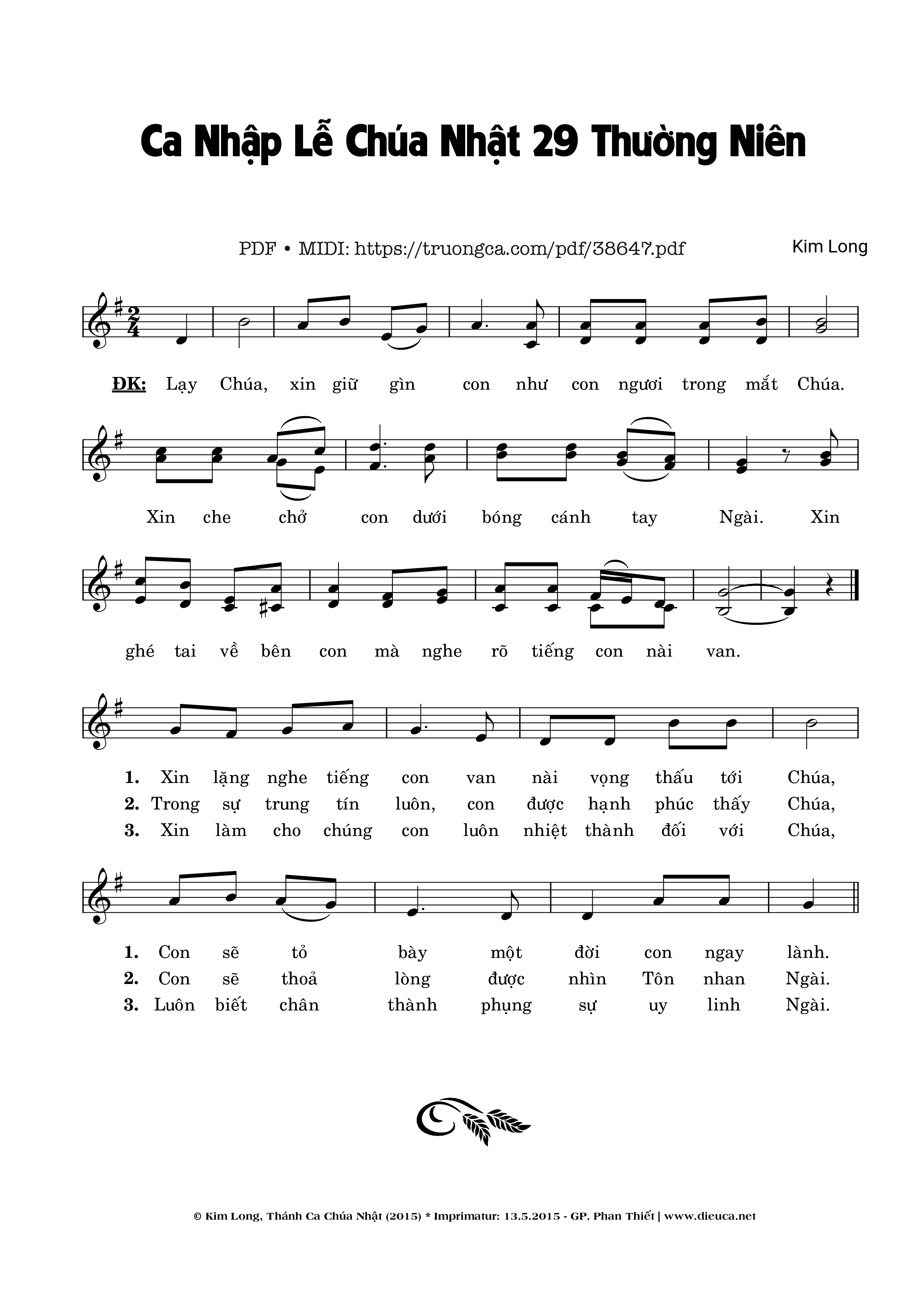 Trang 1 của Sheet nhạc PDF bài hát Ca Nhập Lễ Chúa Nhật 29 Thường Niên - Kim Long