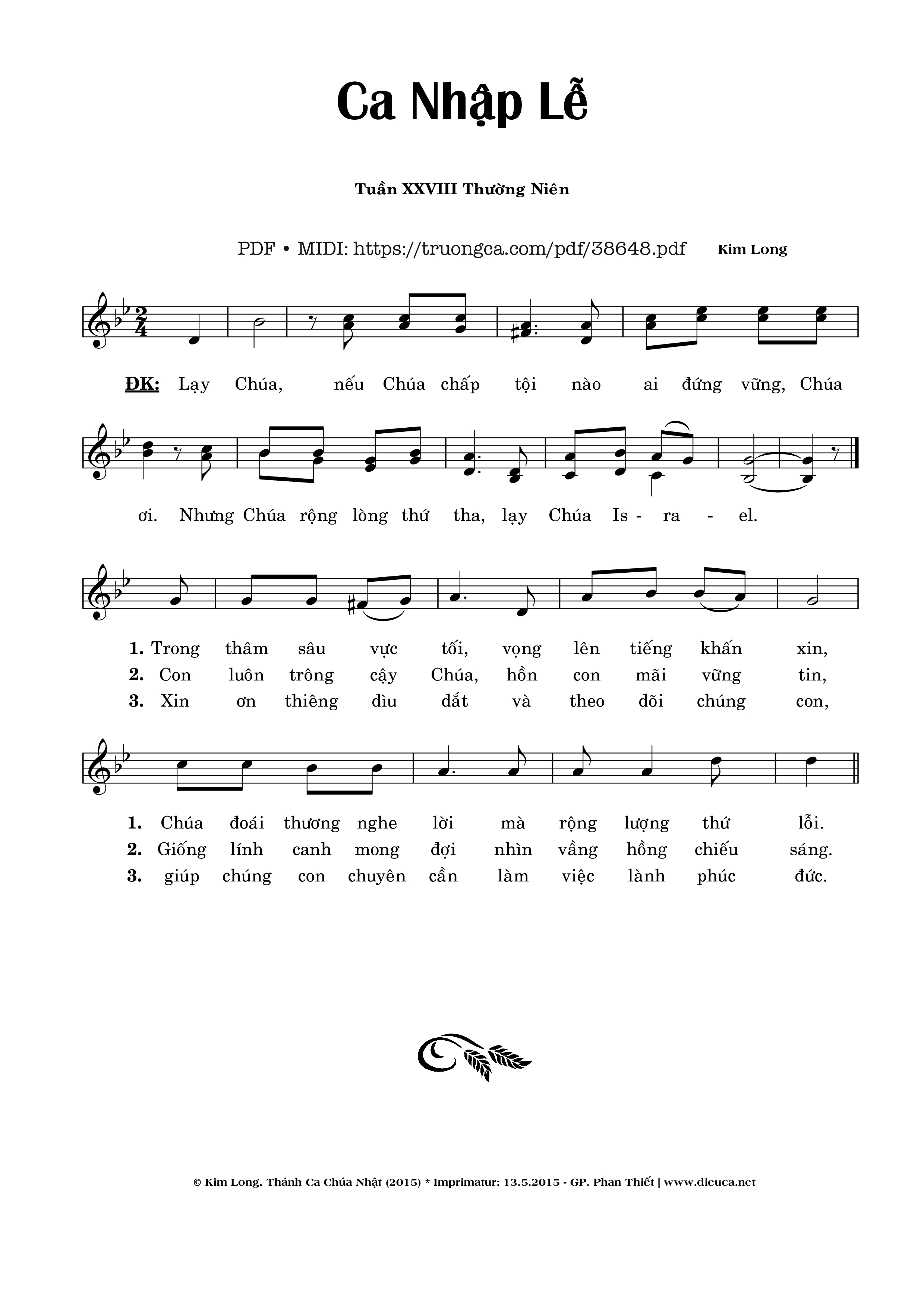 Trang 1 của Sheet nhạc PDF bài hát Ca Nhập Lễ Chúa Nhật 28 Thường Niên - Kim Long
