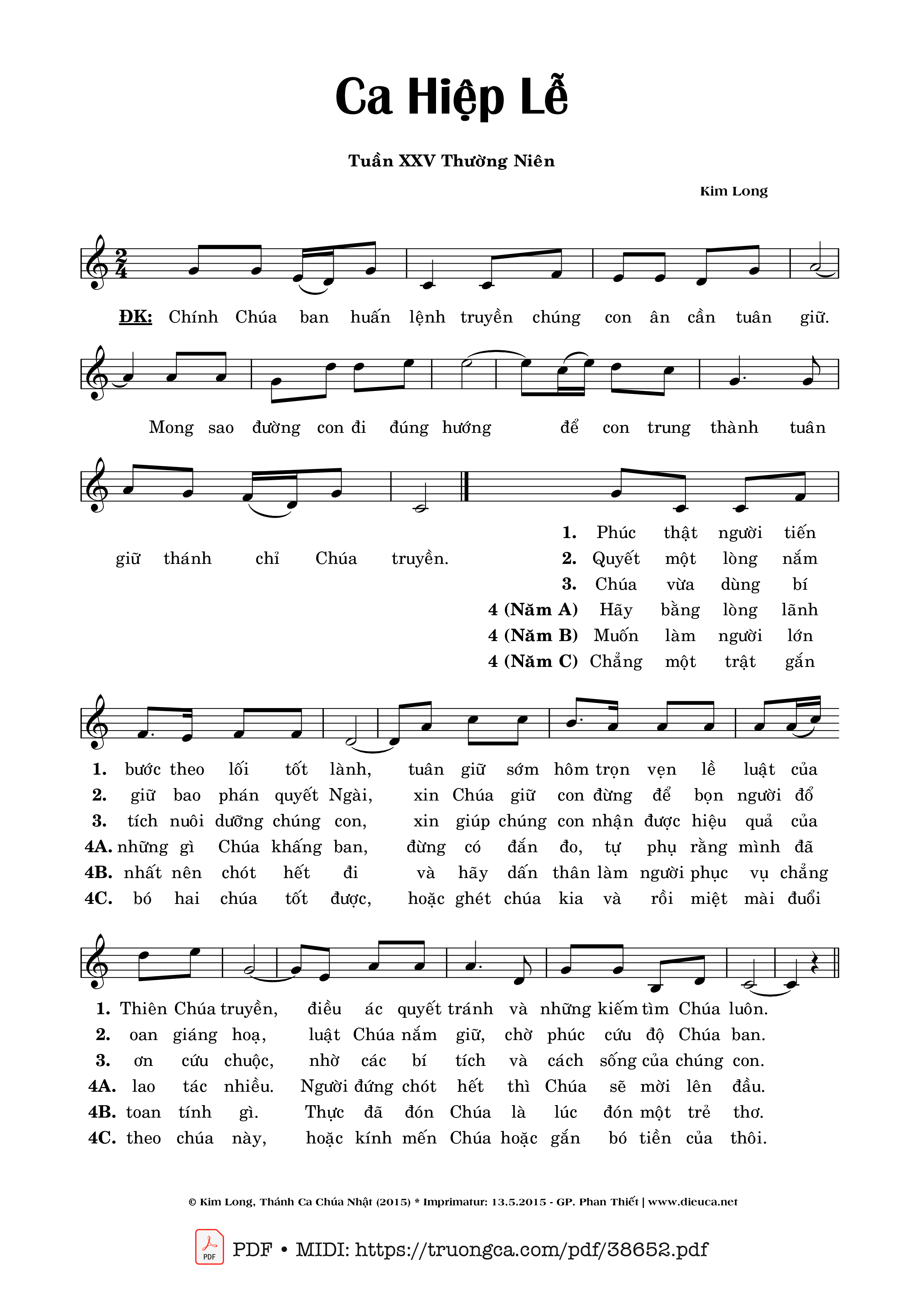 Trang 1 của Sheet nhạc PDF bài hát Ca Hiệp Lễ Chúa Nhật 25 Thường Niên - Kim Long