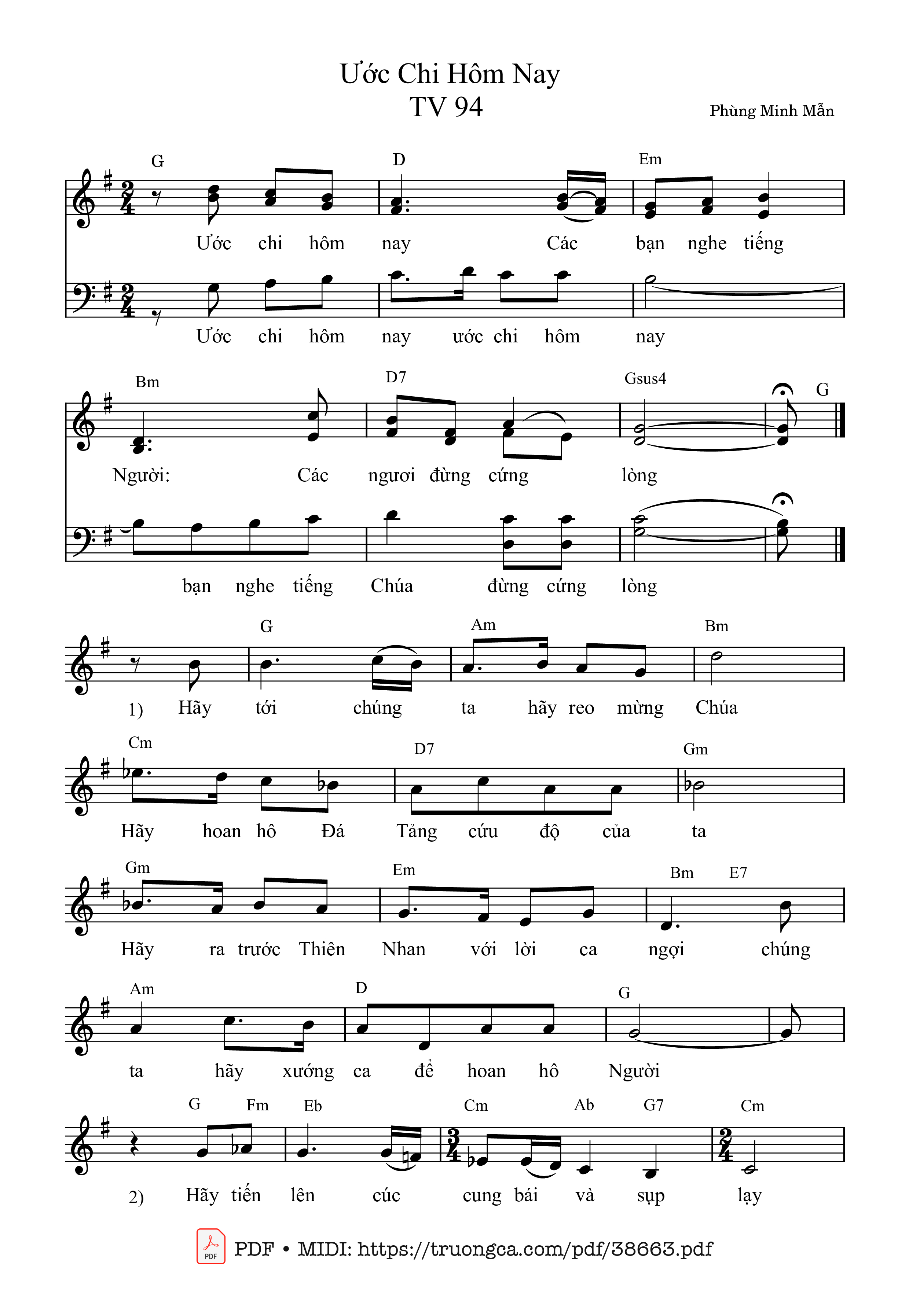 Trang 1 của Sheet nhạc PDF bài hát Thánh Vịnh 94, Ước Chi Hôm Nay - Phùng Minh Mẫn