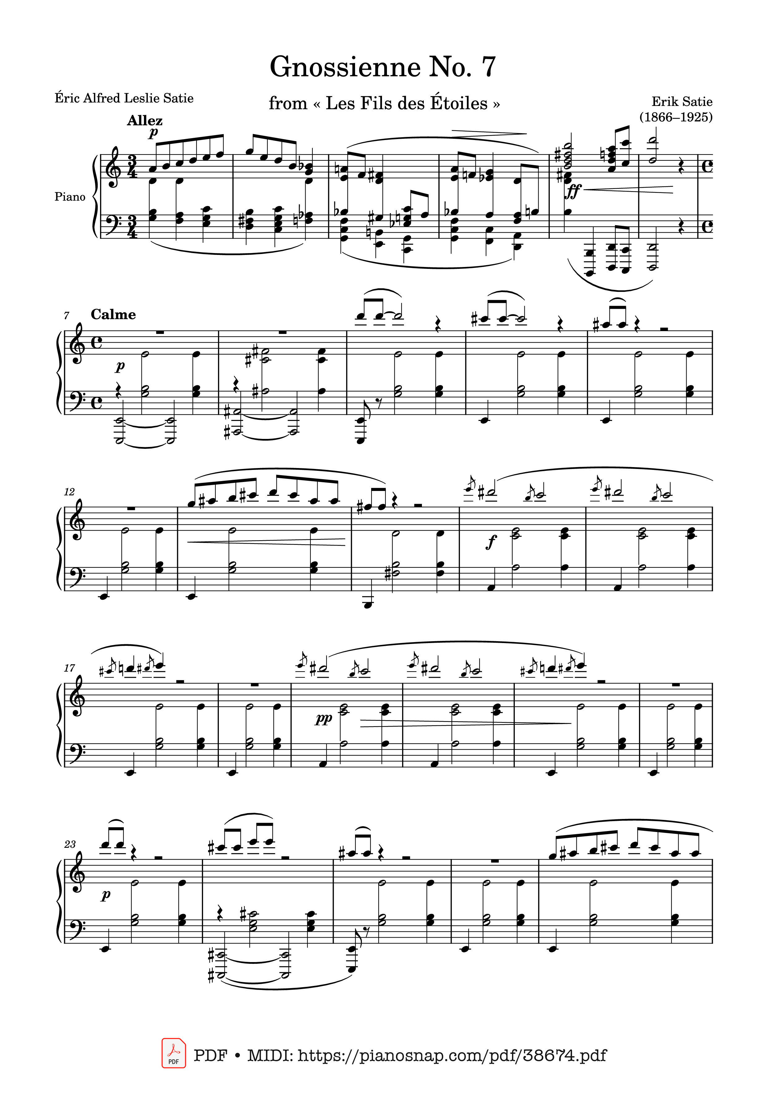 Trang 1 của Sheet nhạc PDF bài hát Gnossienne No. 7 - Erik Satie