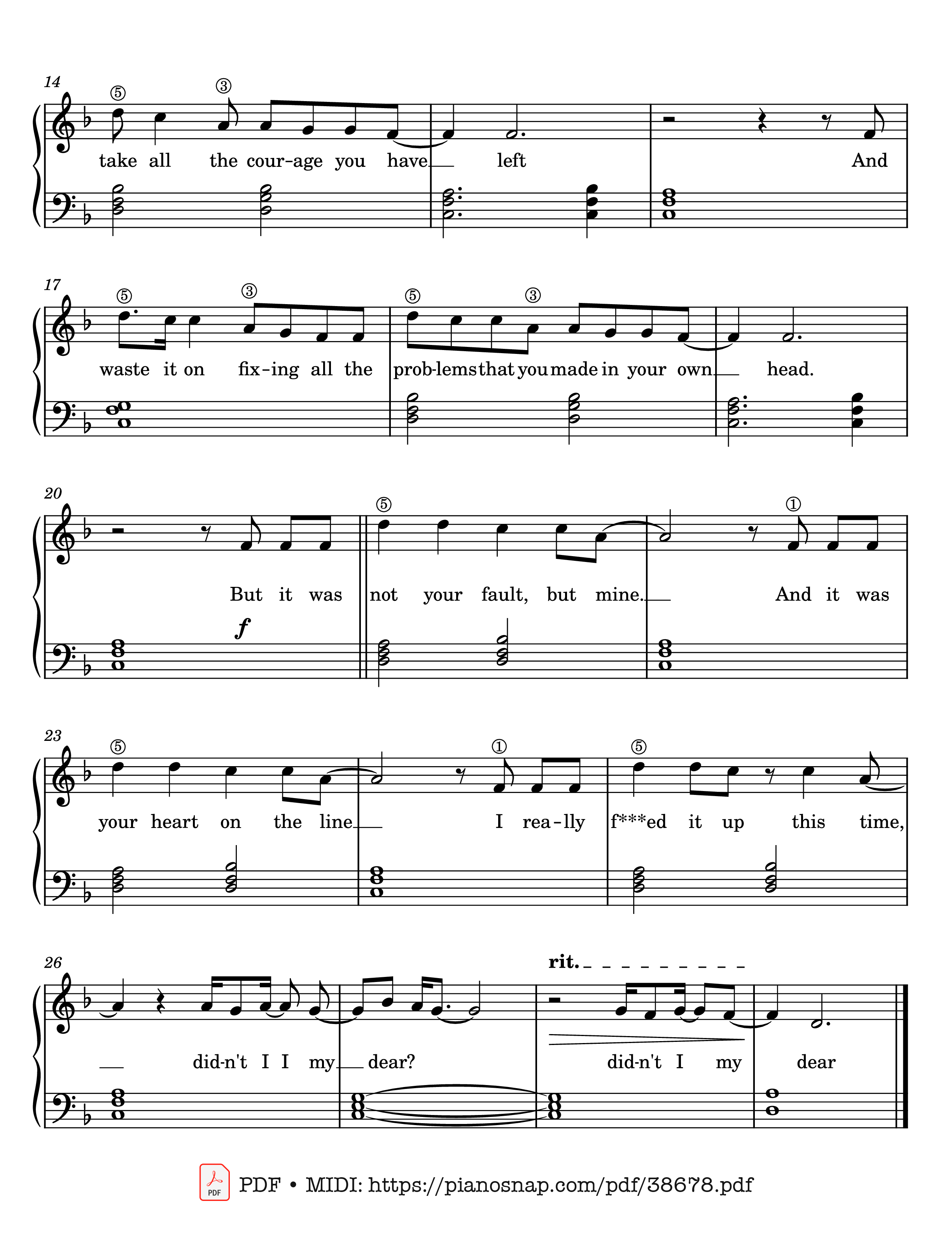 Trang 2 của Sheet nhạc PDF Piano bài hát Little lion man - Mumford & Sons - Easy Piano - Mumford & Sons