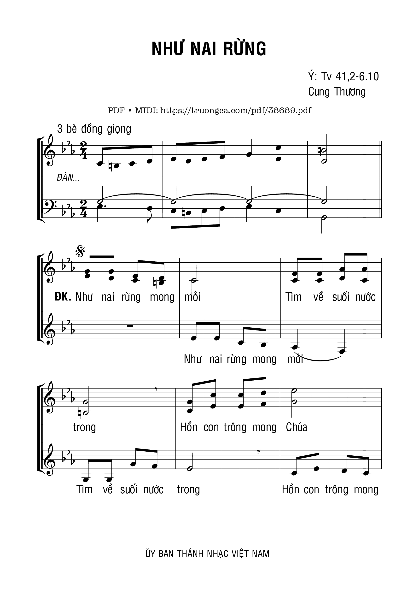 Ca Nguyện Thánh Ca Việt Nam II Như nai rừng mong mỏi tìm về suối nước trong, Trang 1