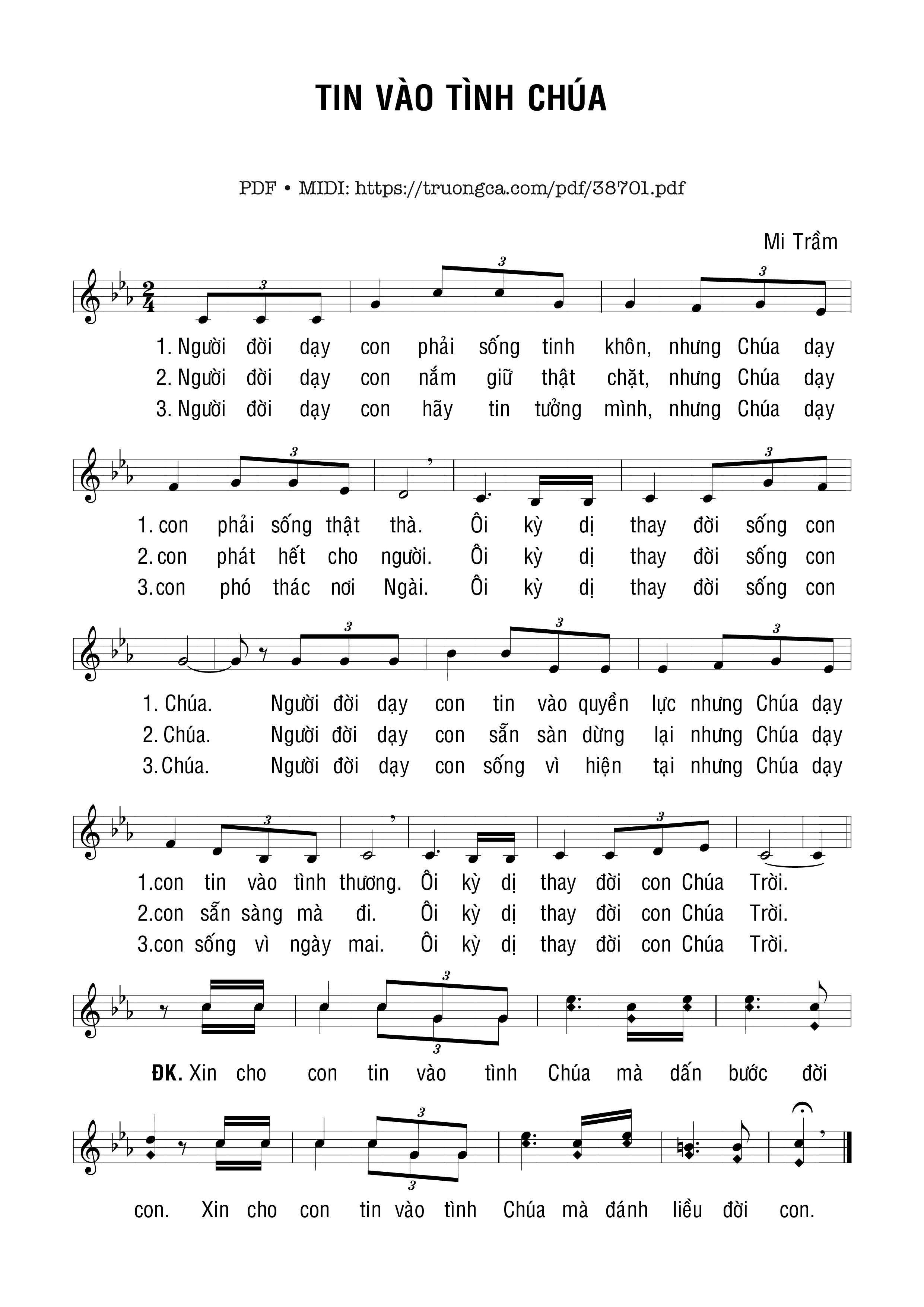 Trang 1 của Sheet nhạc PDF bài hát Tin Vào Tình Chúa - Mi Trầm