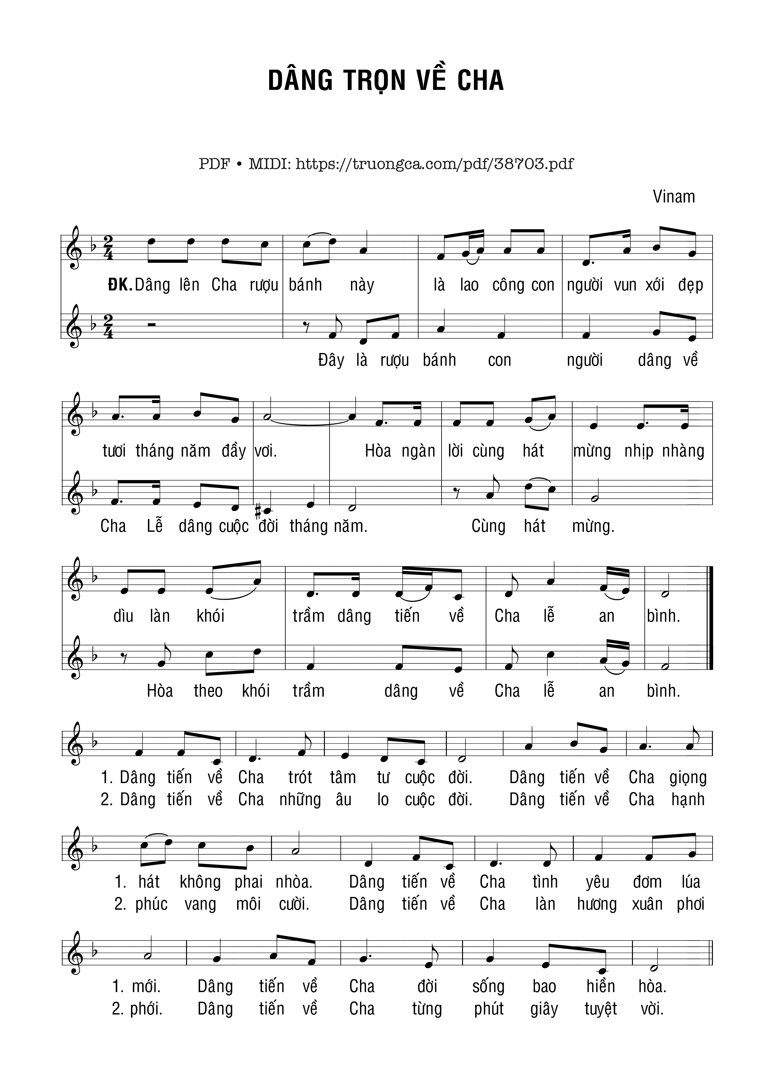 Trang 1 của Sheet nhạc PDF bài hát Dâng Trọn Về Cha - Vinam
