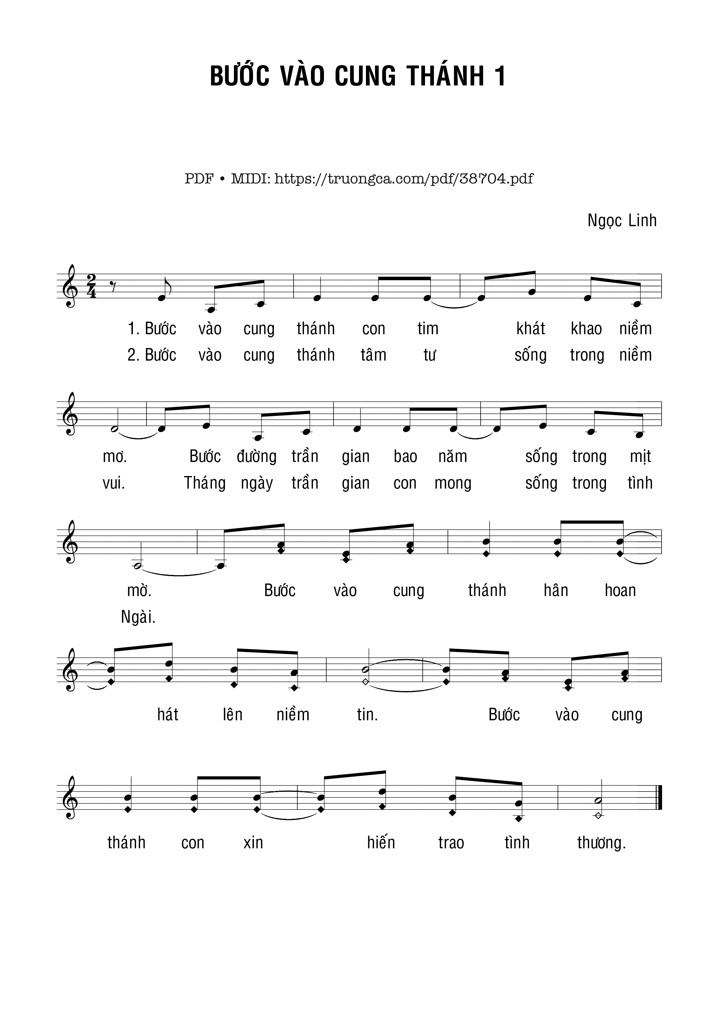 Trang 1 của Sheet nhạc PDF bài hát Bước Vào Cung Thánh - Ngọc Linh