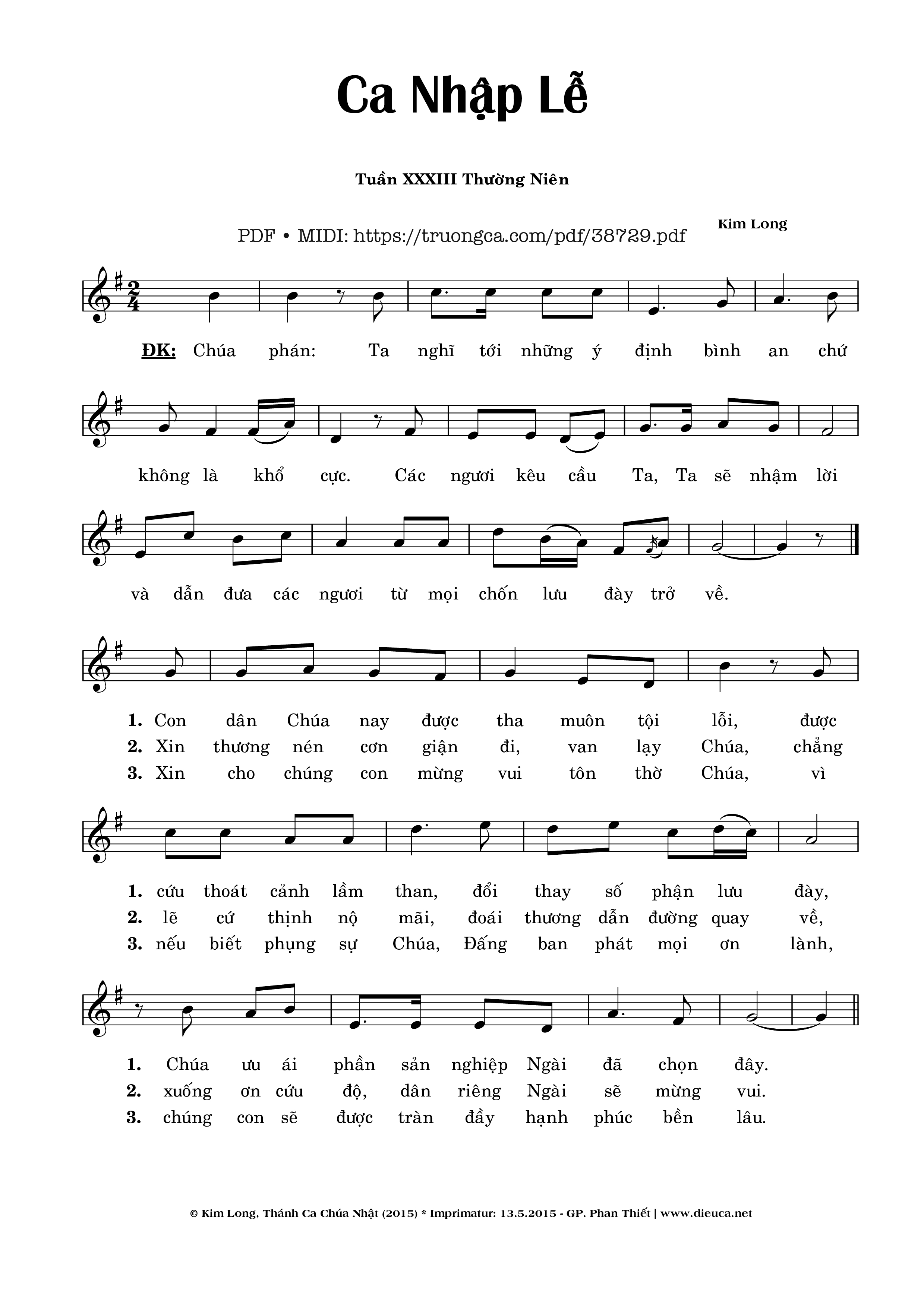 Trang 1 của Sheet nhạc PDF bài hát Ca Nhập Lễ Chúa Nhật 33 Thường Niên - Kim Long