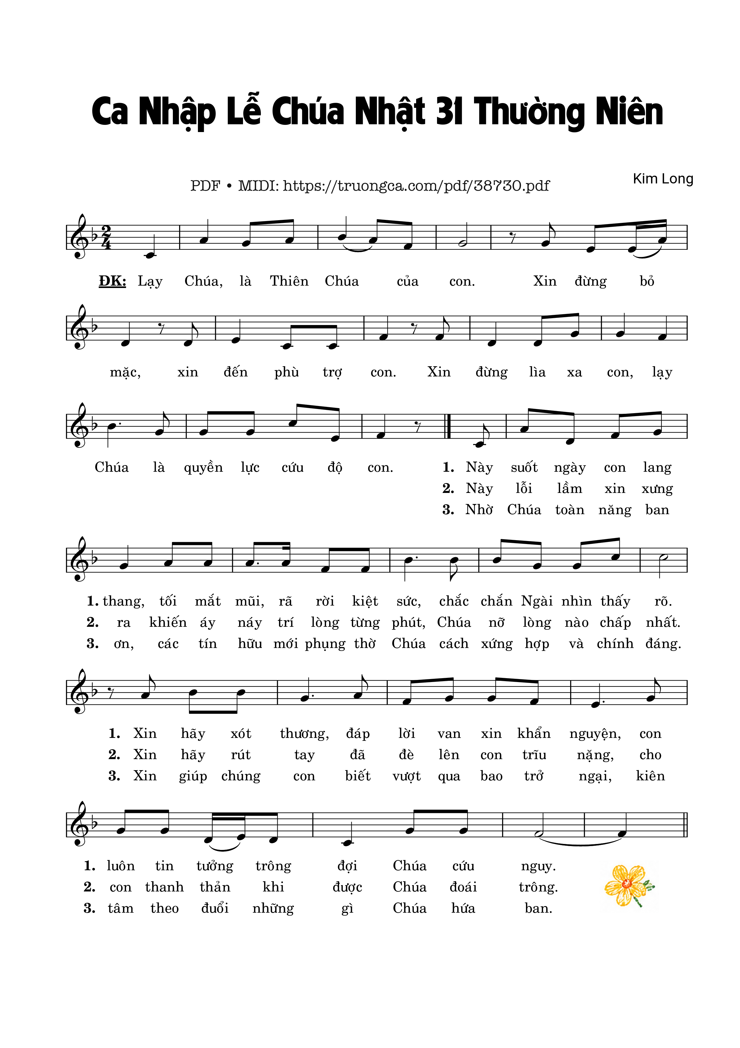Trang 1 của Sheet nhạc PDF bài hát Ca Nhập Lễ Chúa Nhật 31 Thường Niên - Kim Long