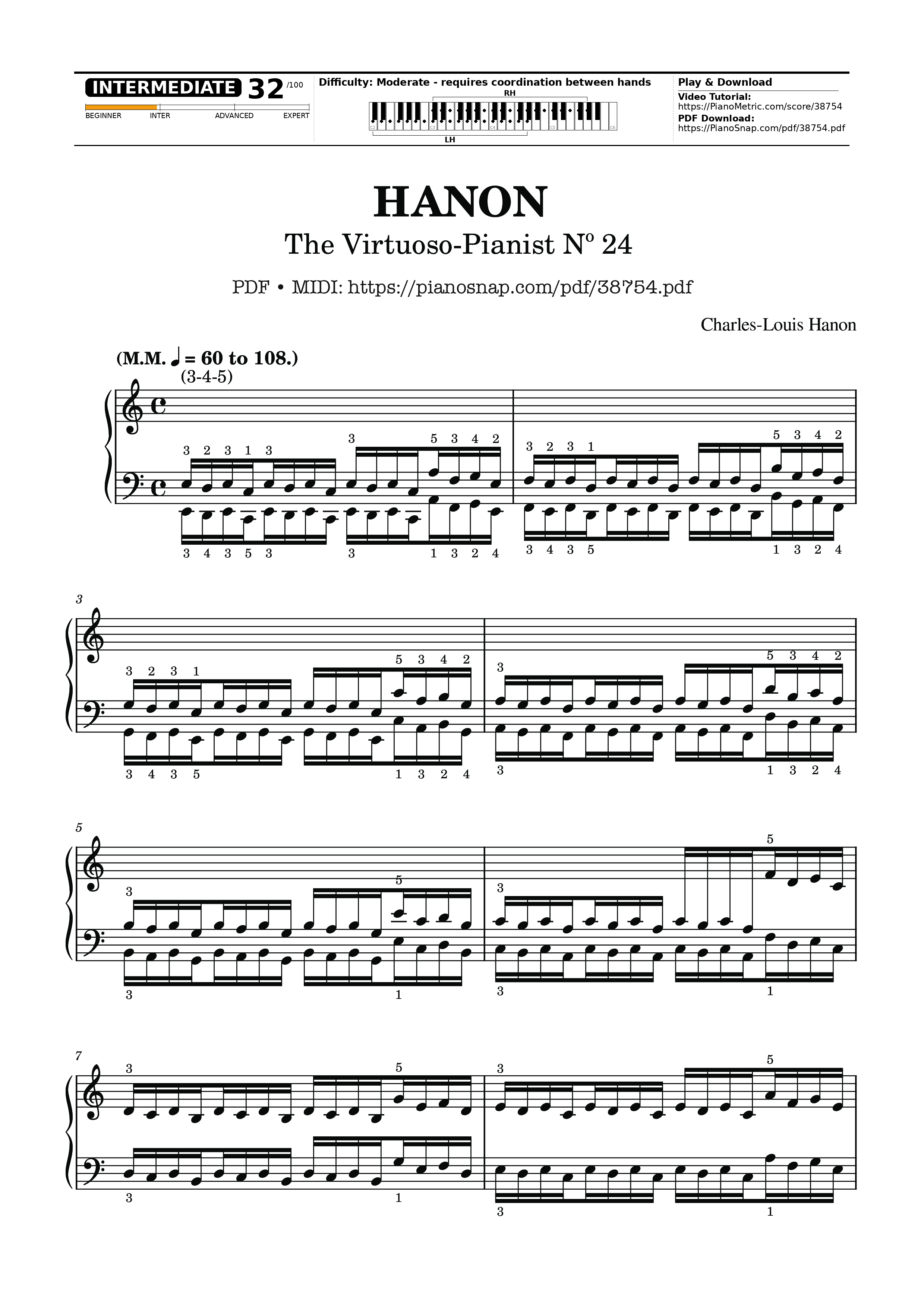Trang 1 của Sheet nhạc PDF Piano bài hát Hanon - The Virtuoso Pianist No. 24 - Charles-Louis Hanon