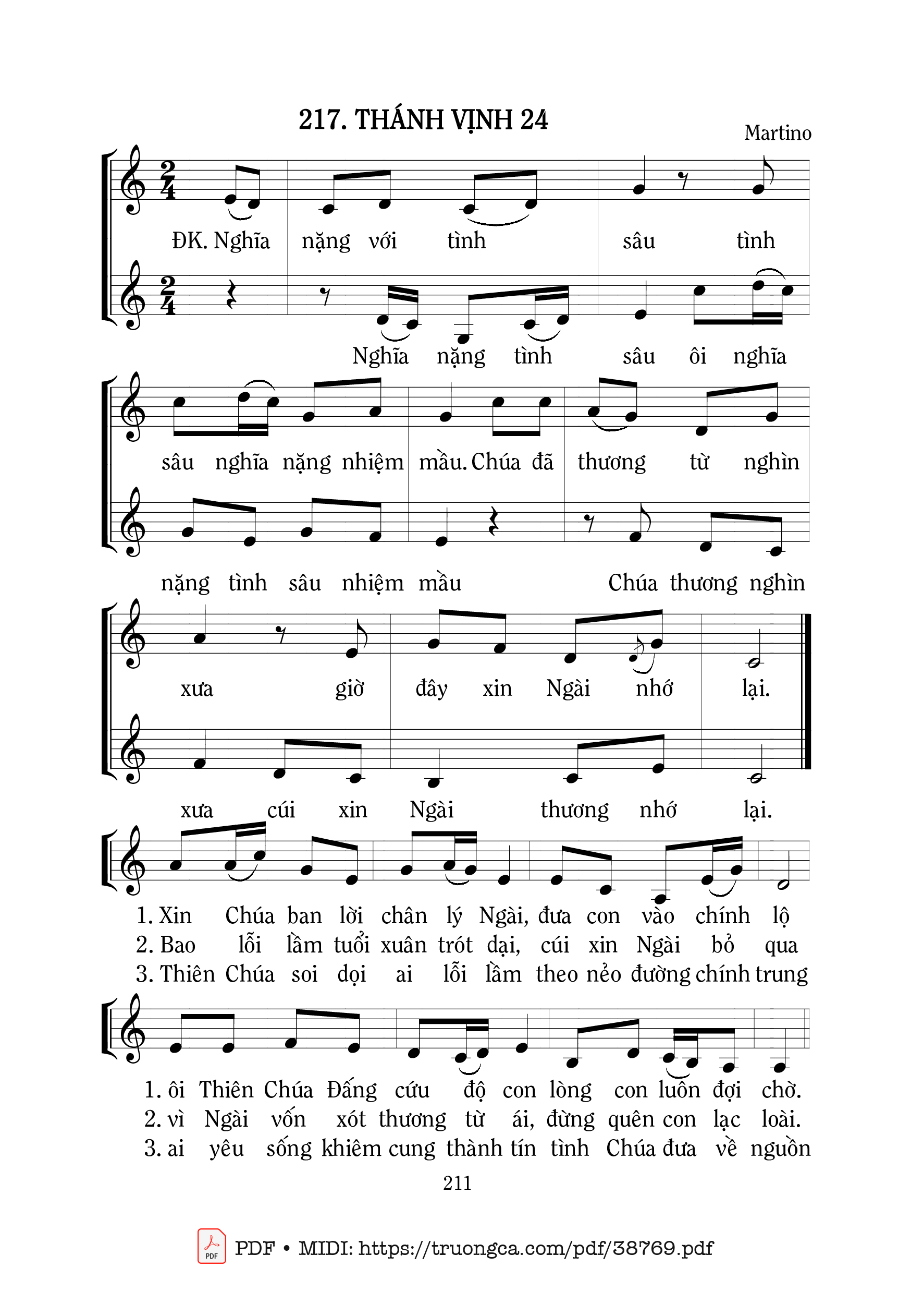 Trang 1 của Sheet nhạc PDF bài hát Thánh Vịnh 24, Chúa Nhật 26A Thường Niên -  Martino