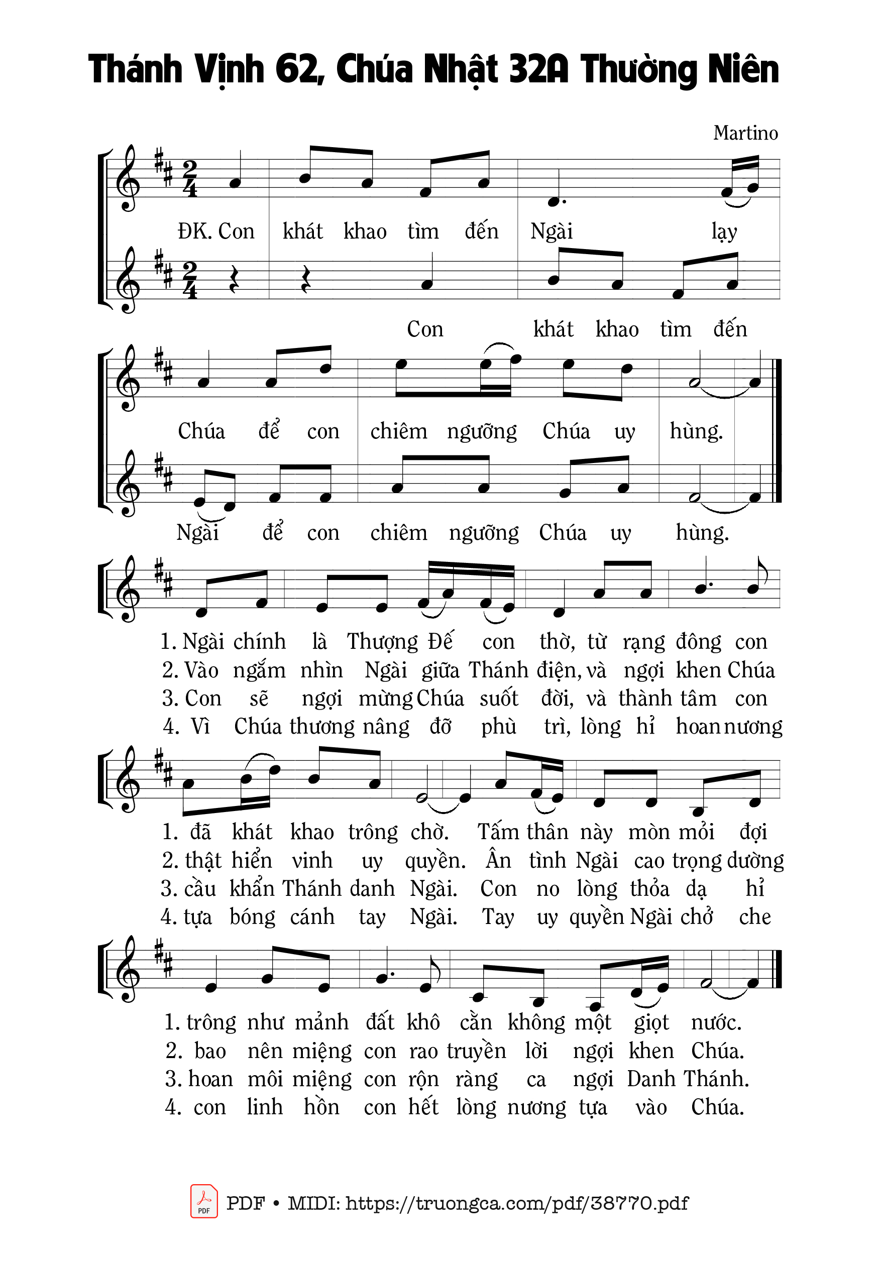 Trang 1 của Sheet nhạc PDF bài hát Thánh Vịnh 62, Chúa Nhật 32A Thường Niên -  Martino