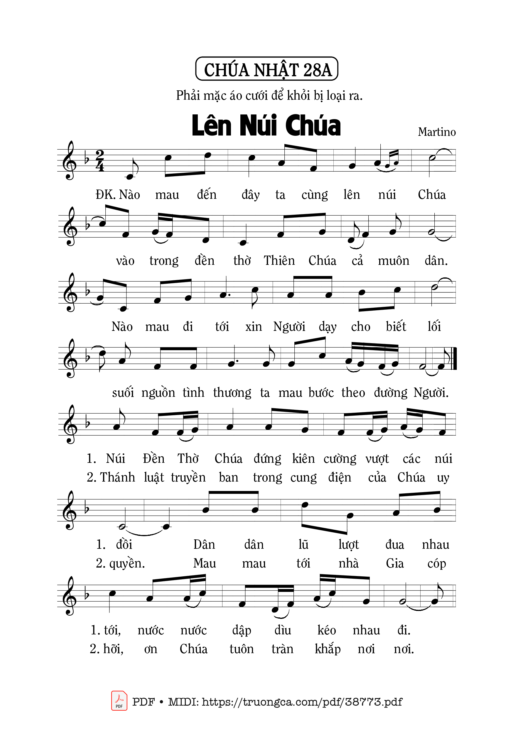 Trang 1 của Sheet nhạc PDF bài hát Lên Núi Chúa - Martino