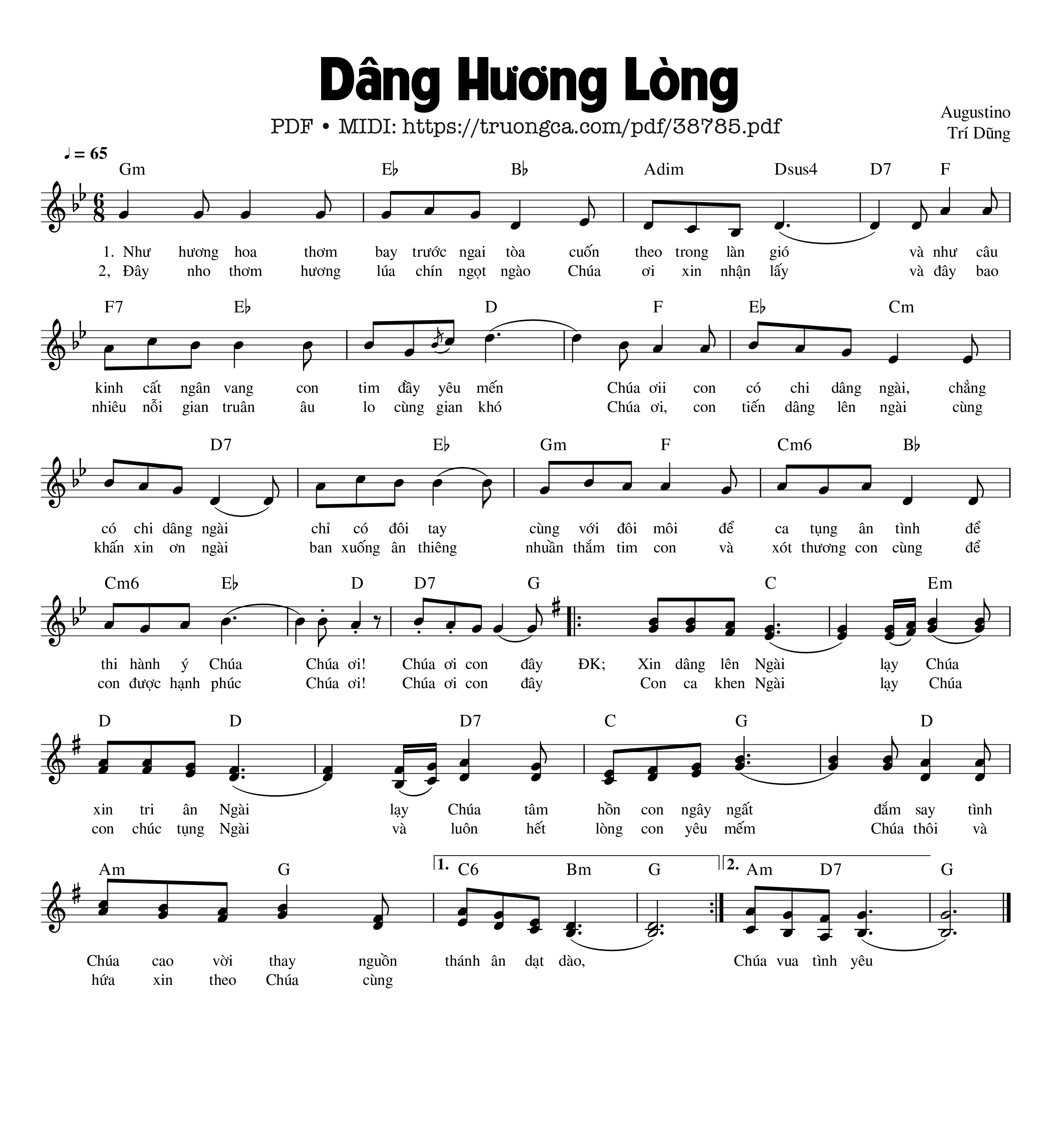 Trang 1 của Sheet nhạc PDF bài hát Dâng Hương Lòng - Augustino Trí Dũng
