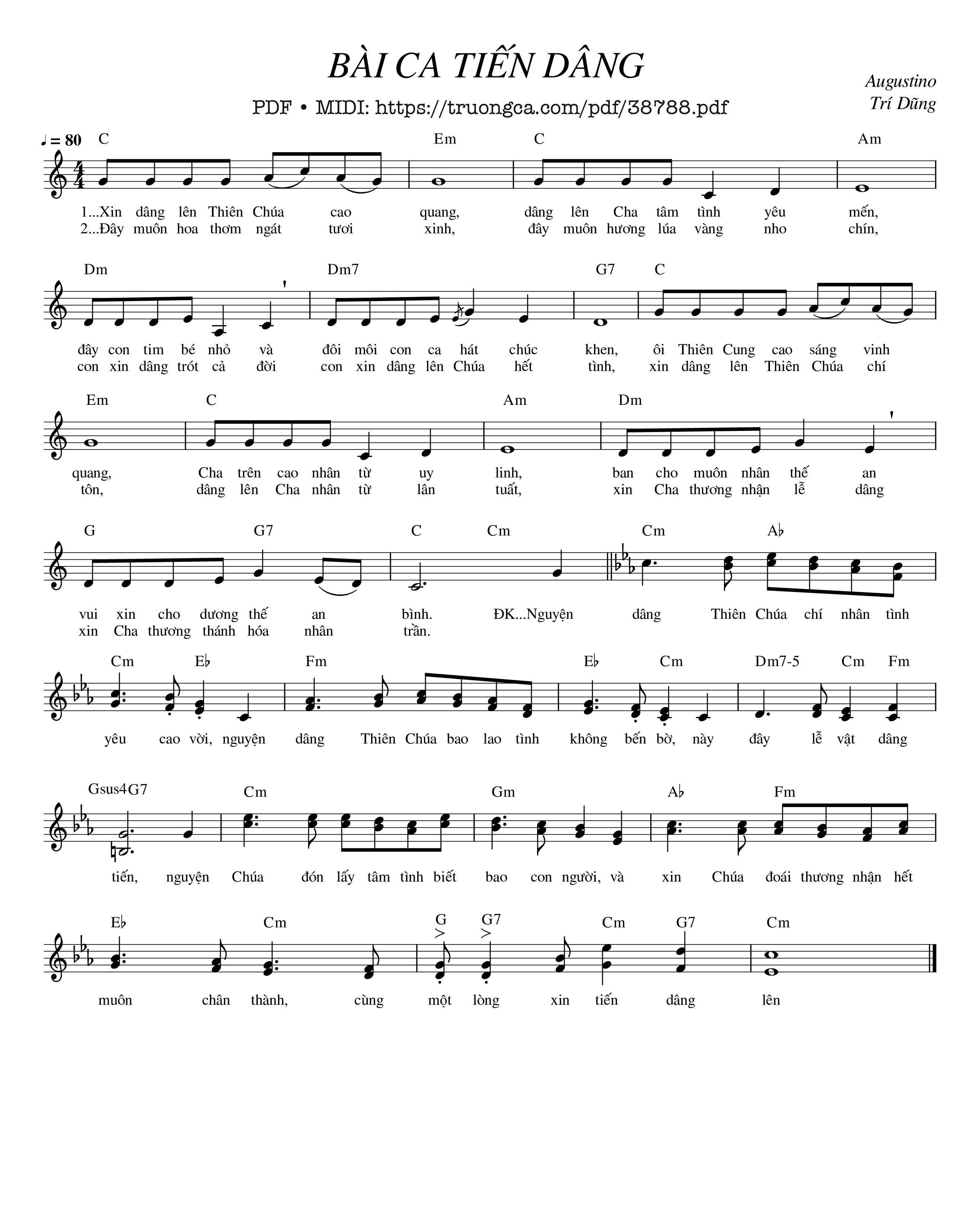 Trang 1 của Sheet nhạc PDF bài hát Bài Ca Tiến Dâng - Augustino Trí Dũng