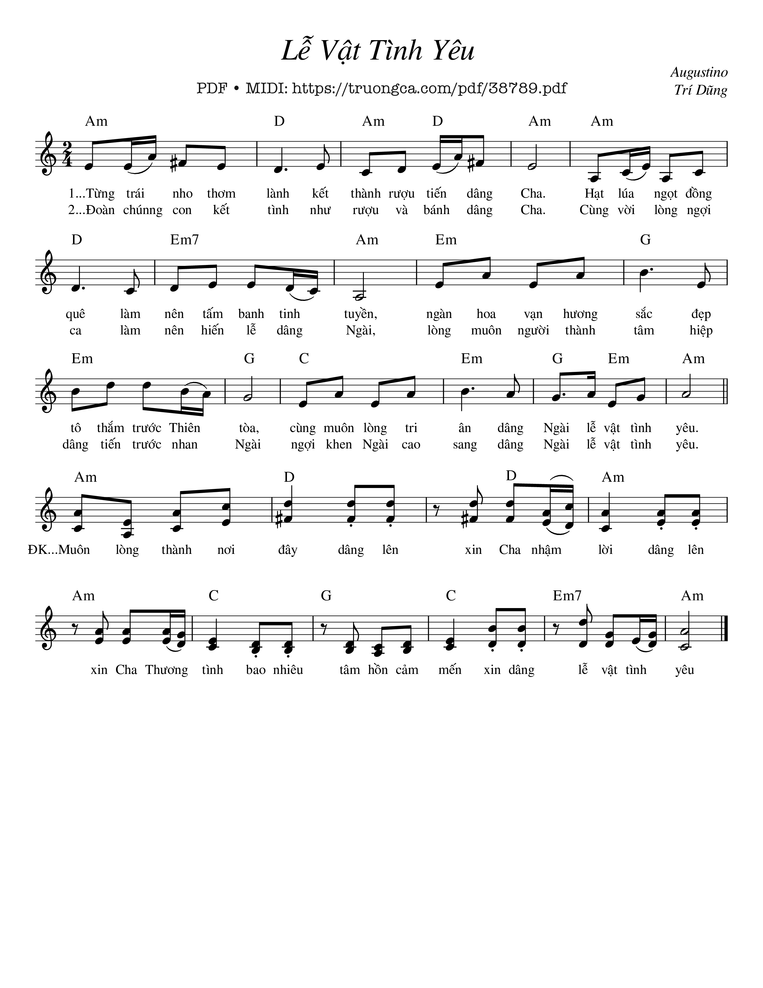 Trang 1 của Sheet nhạc PDF bài hát Lễ Vật Tình Yêu - Augustino Trí Dũng