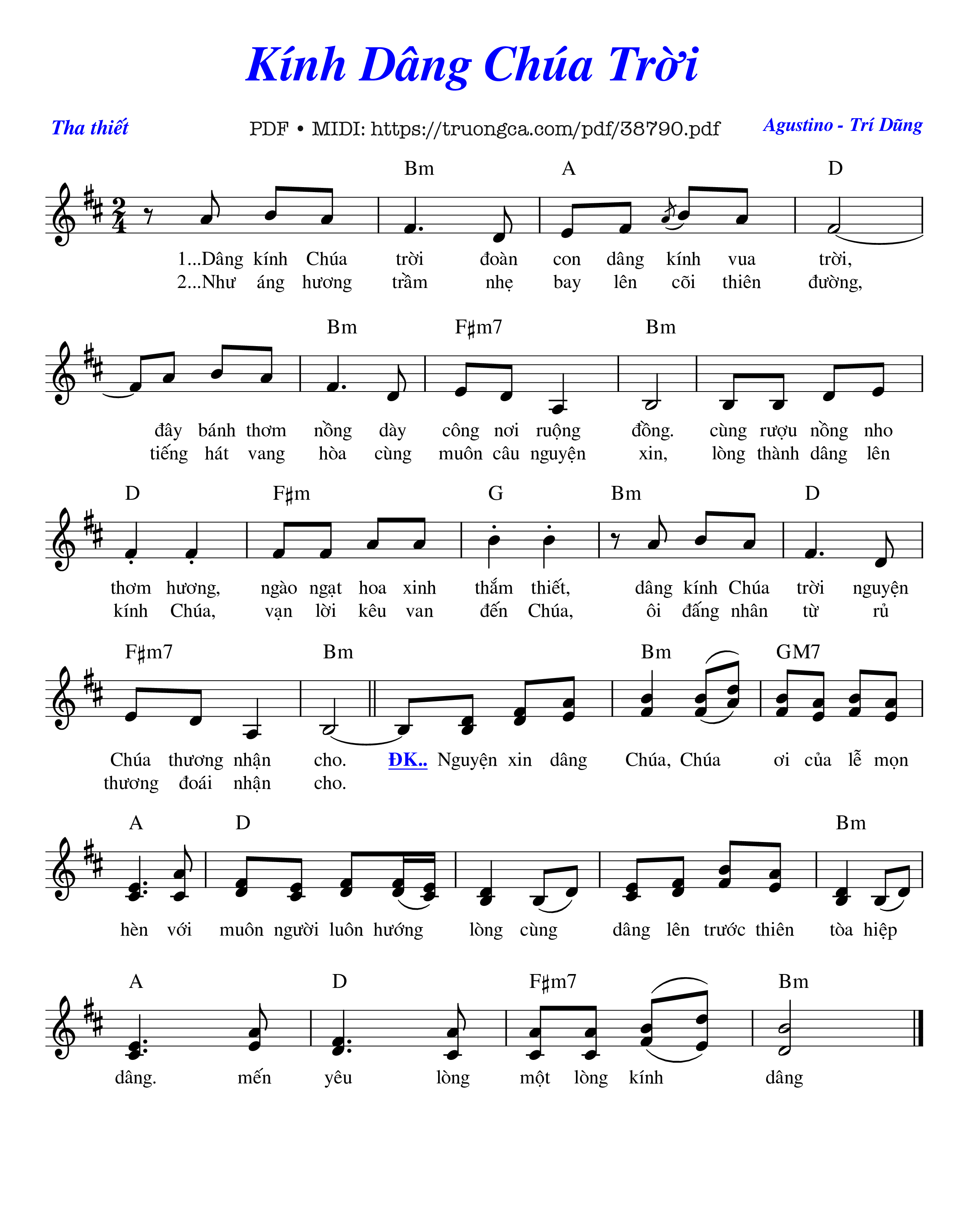 Trang 1 của Sheet nhạc PDF bài hát Kính Dâng Chúa Trời - Augustino Trí Dũng