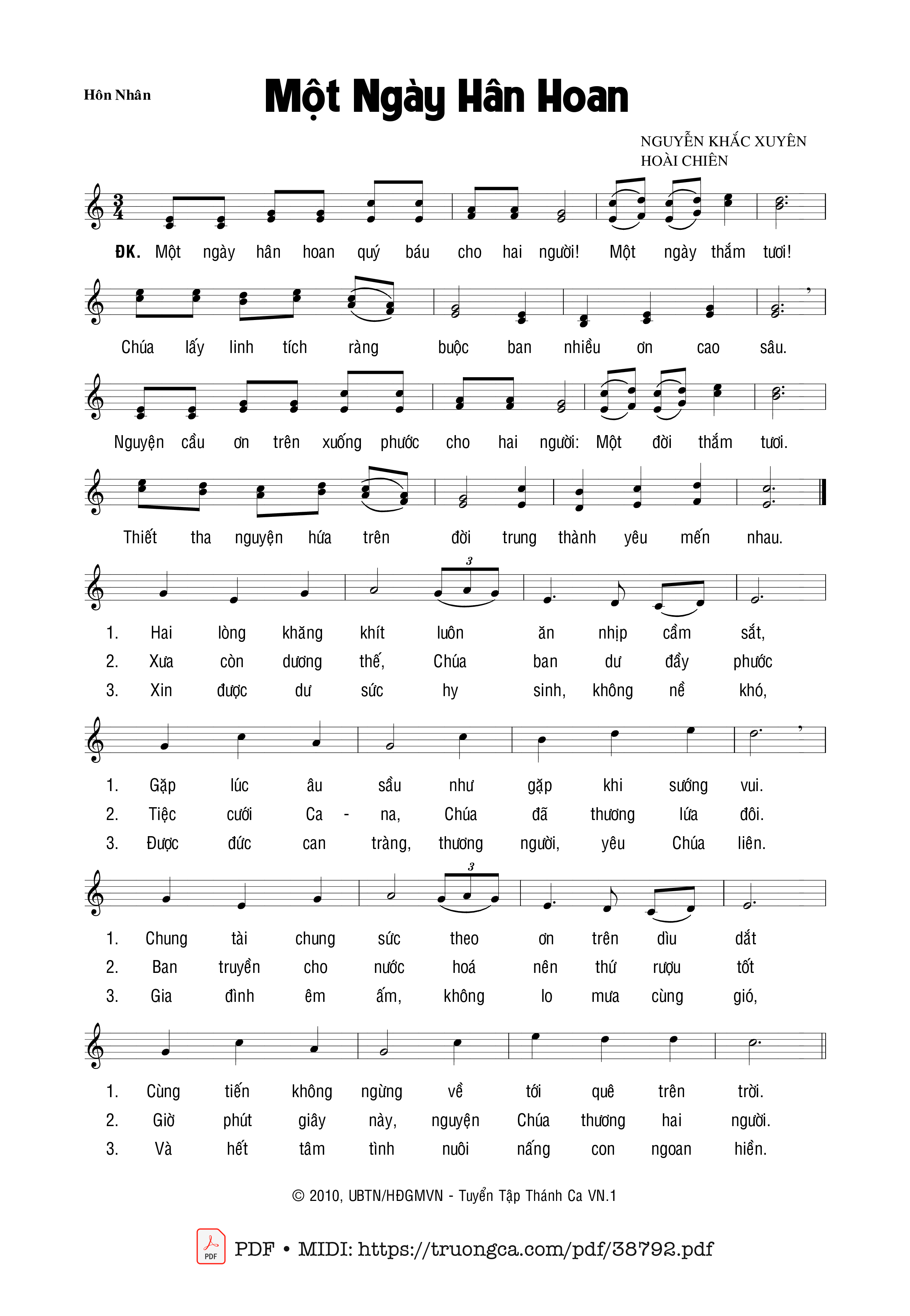 Trang 1 của Sheet nhạc PDF bài hát Một Ngày Hân Hoan - Hoài Chiên &Amp; Nguyễn Khắc Xuyên