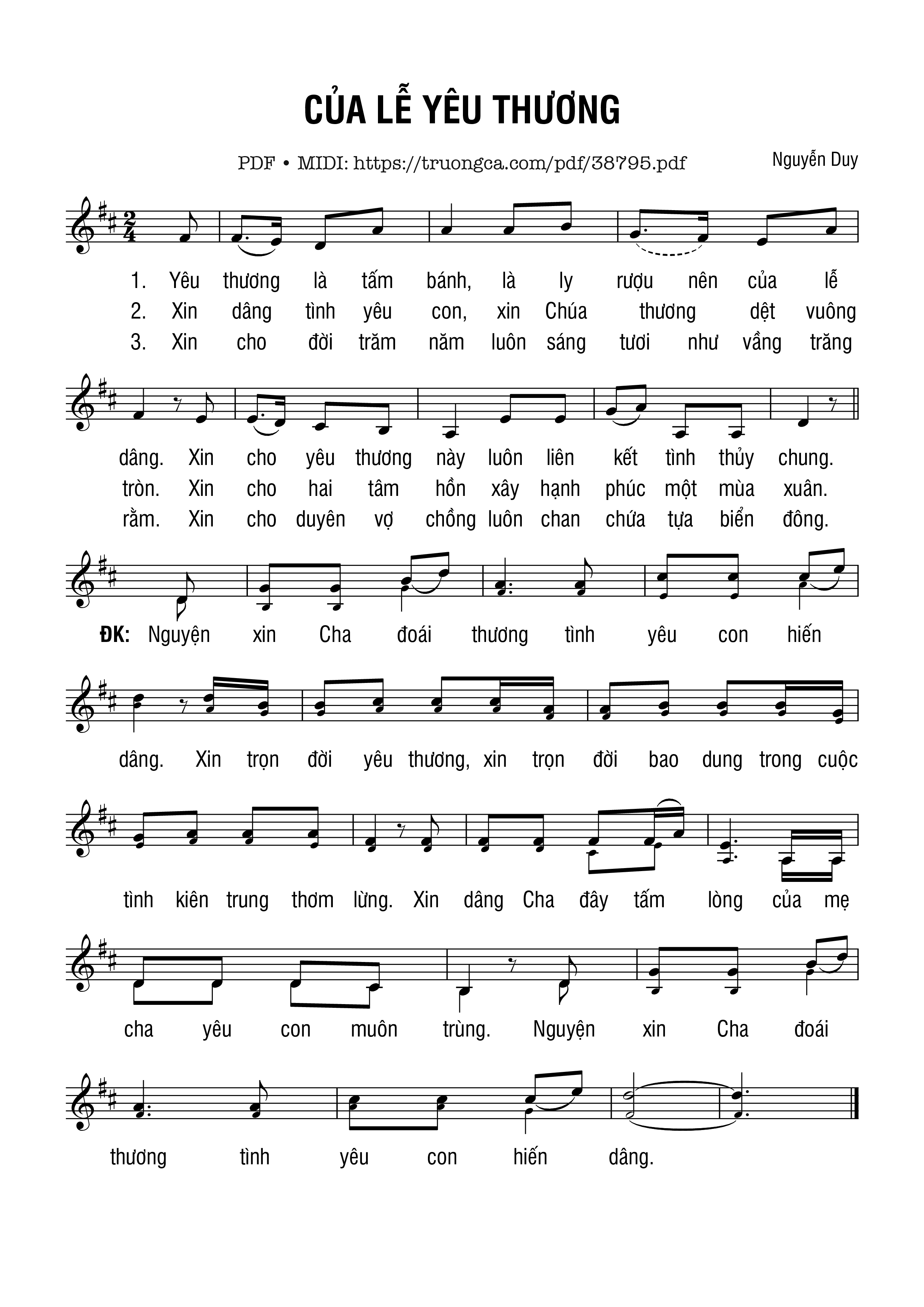 Trang 1 của Sheet nhạc PDF bài hát Của Lễ Yêu Thương - Nguyễn Duy