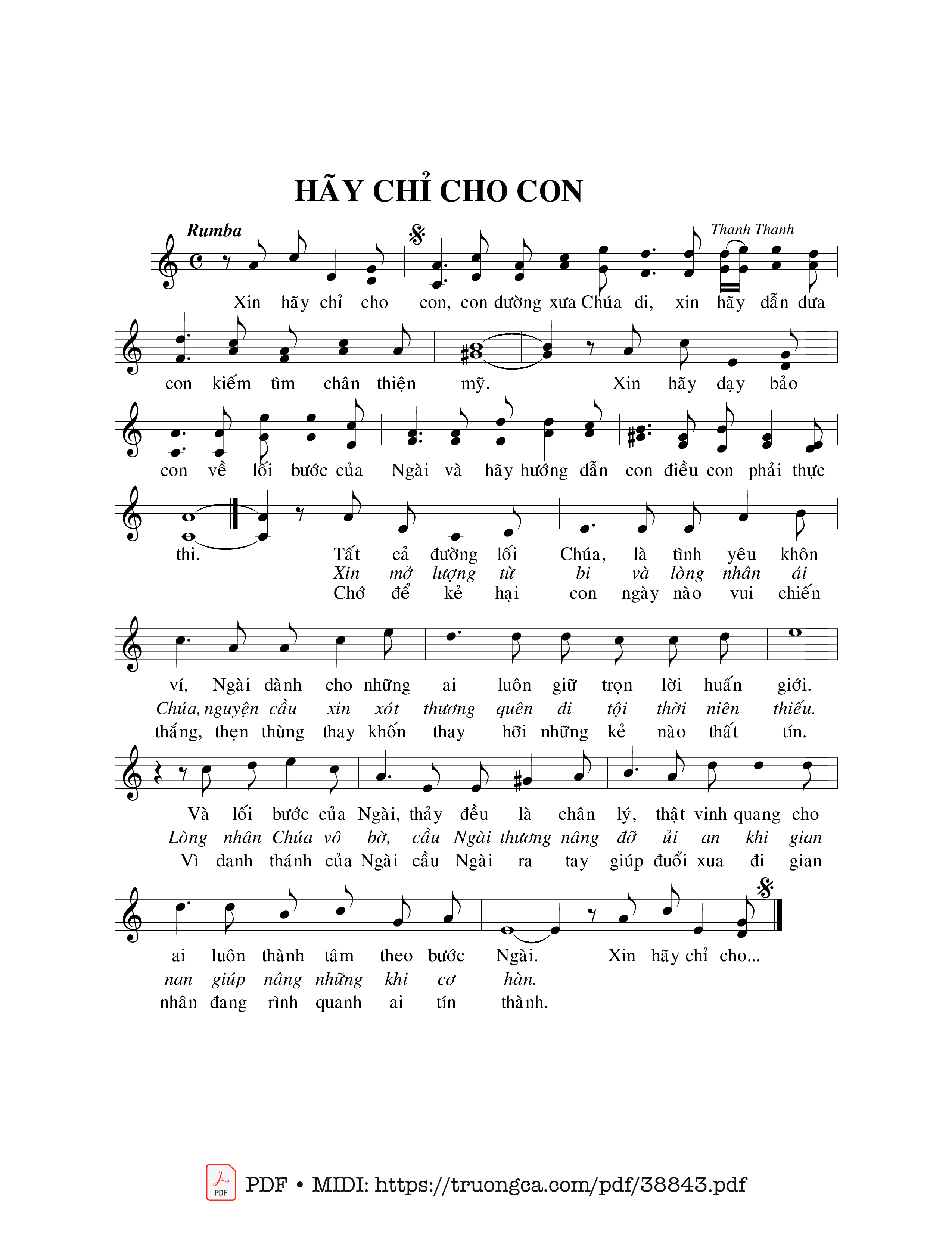 Trang 1 của Sheet nhạc PDF bài hát Hãy Chỉ Cho Con - Thanh Thanh