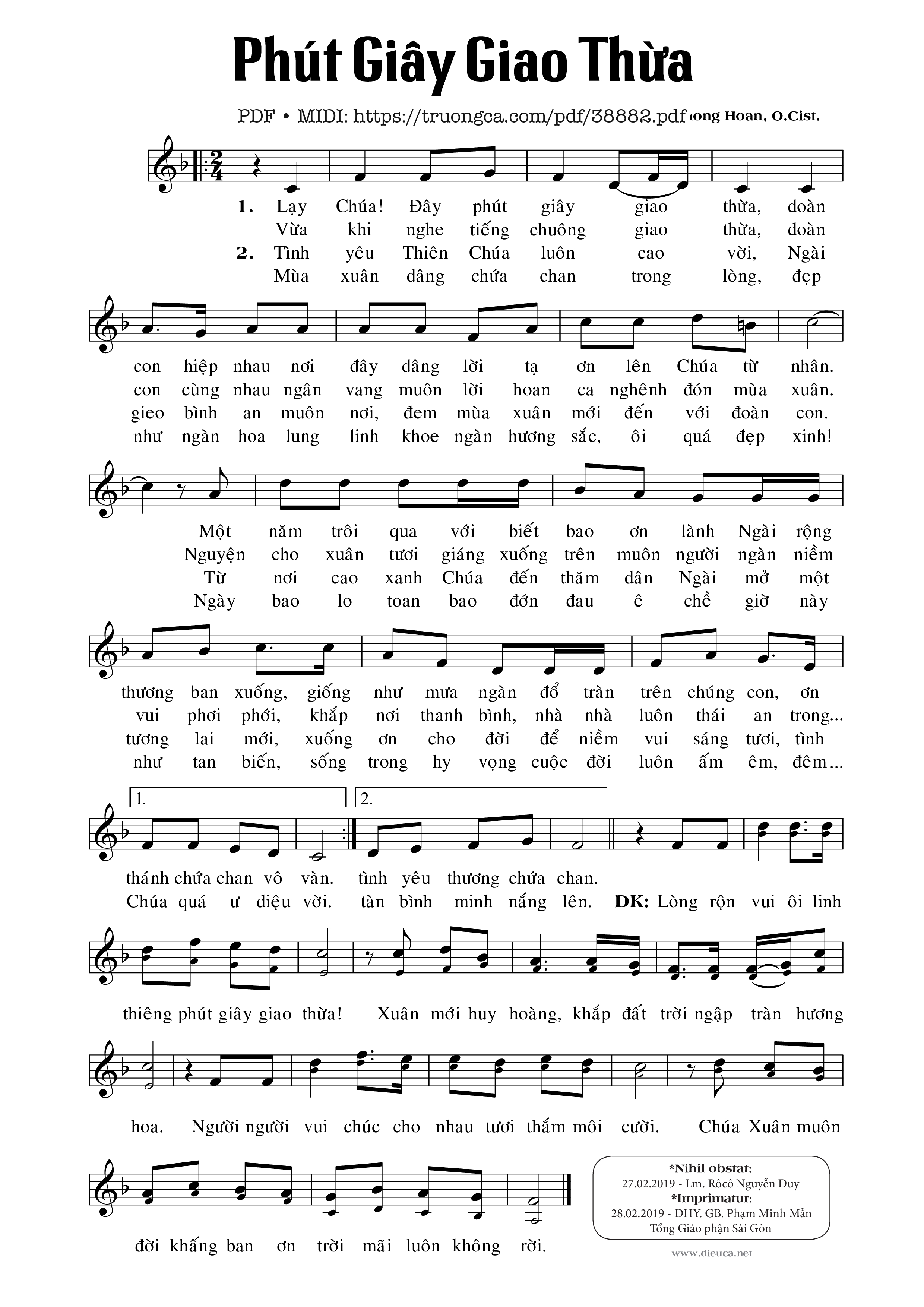 Trang 1 của Sheet nhạc PDF bài hát Phút Giây Giao Thừa - Anphong Hoan