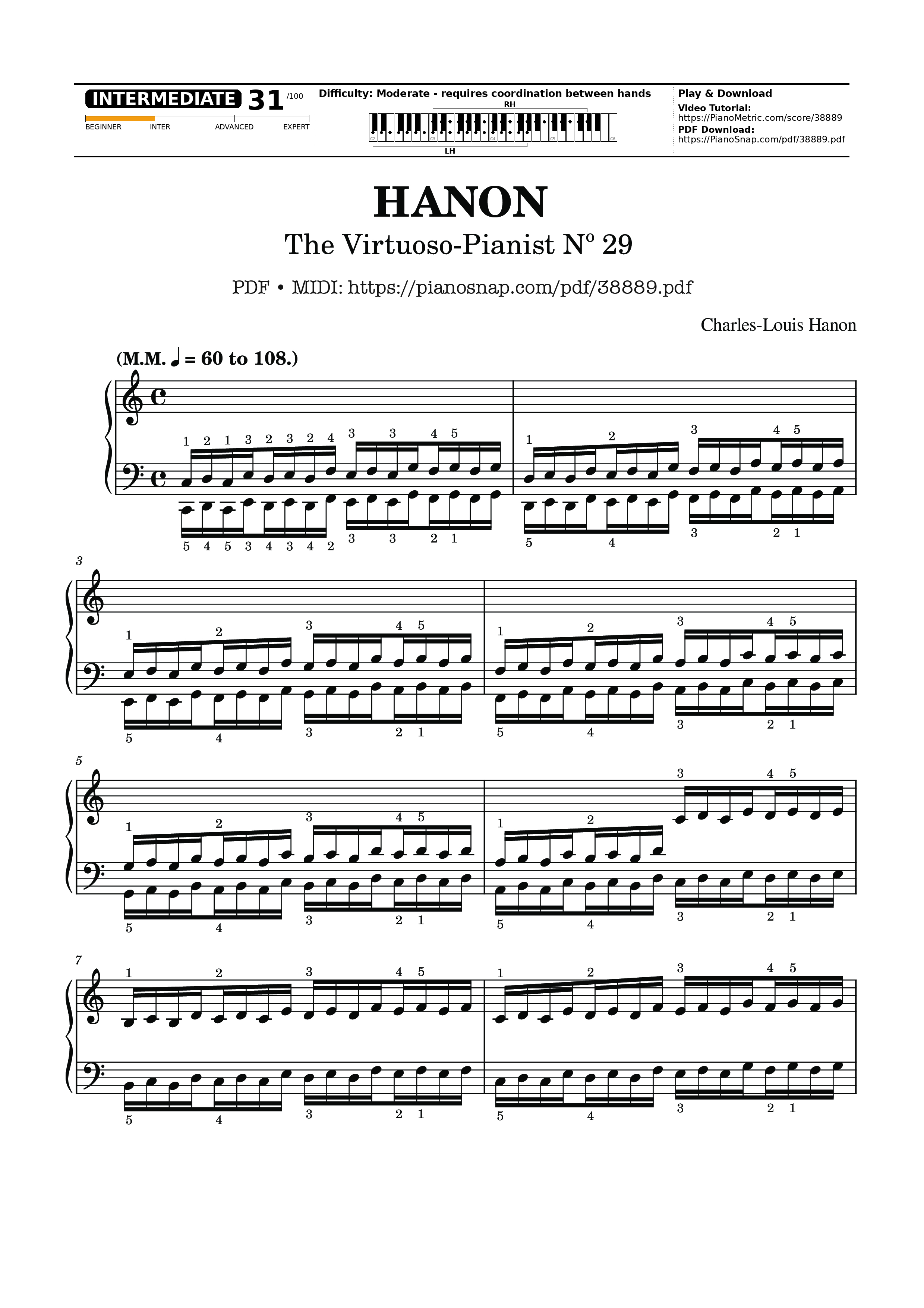 Trang 1 của Sheet nhạc PDF Piano bài hát Hanon - The Virtuoso Pianist No. 29 - Charles-Louis Hanon