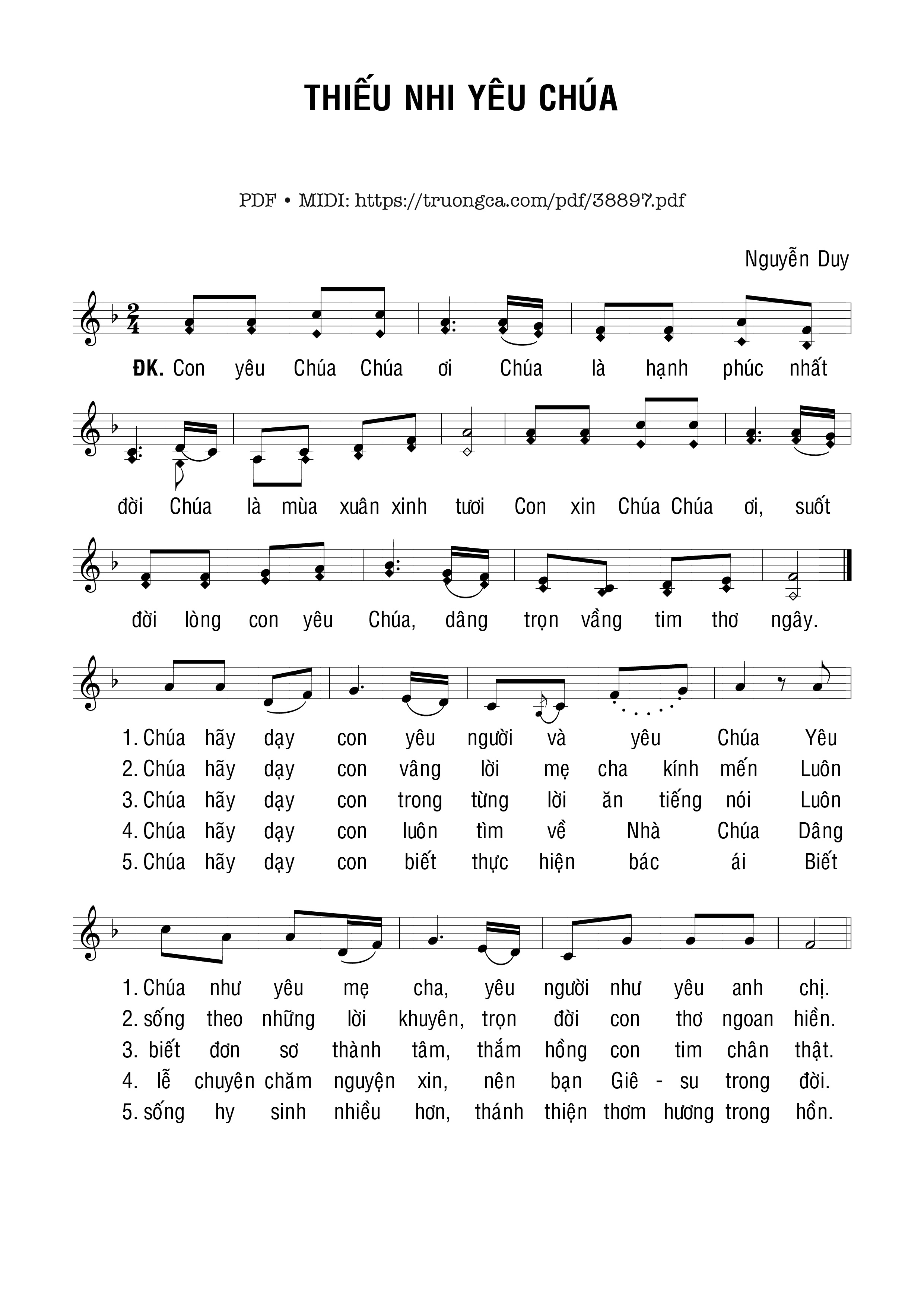 Trang 1 của Sheet nhạc PDF bài hát Thiếu Nhi Yêu Chúa - Nguyễn Duy