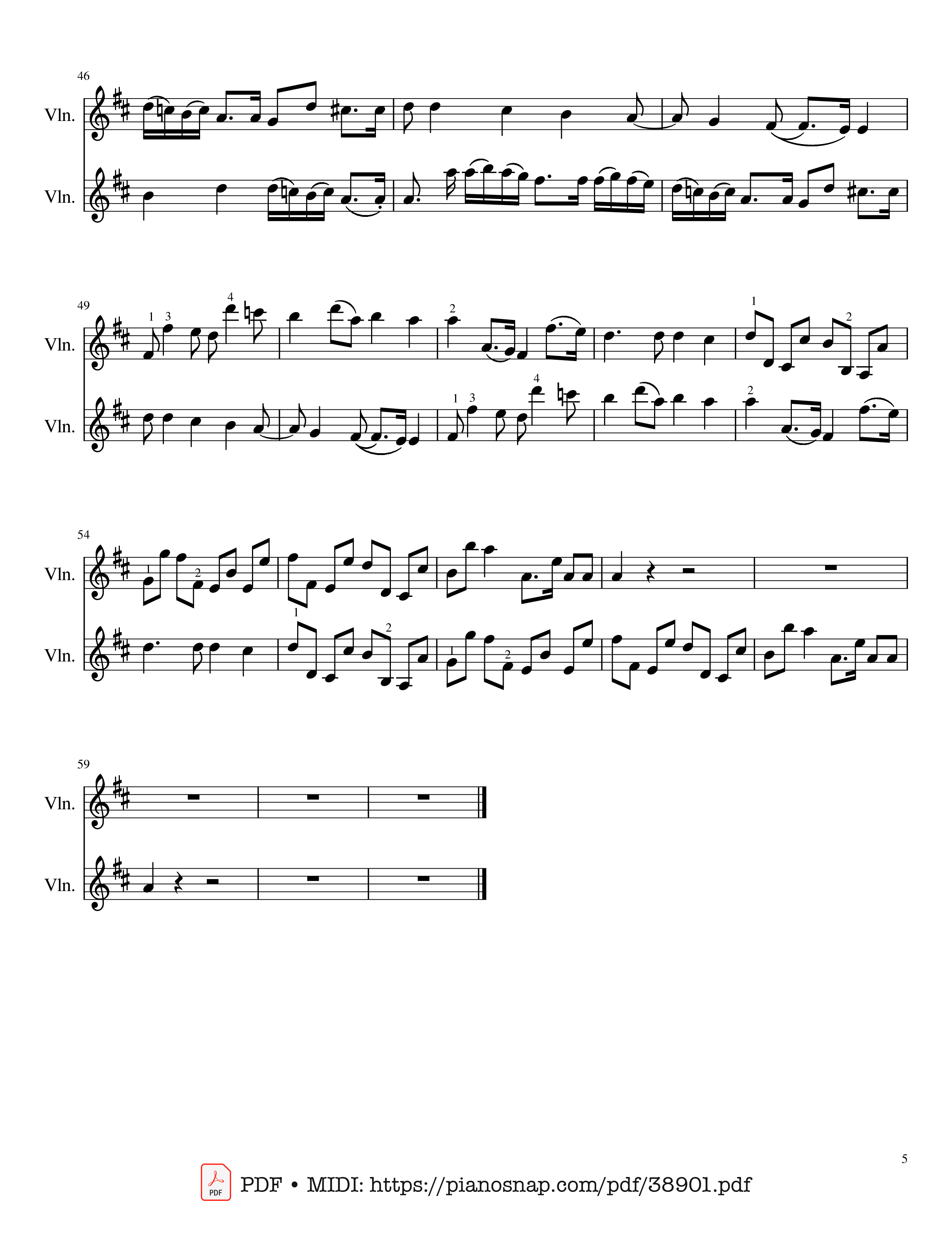 Trang 5 của Sheet nhạc PDF bài hát Canon in D Violin Duet - Johann Pachelbel