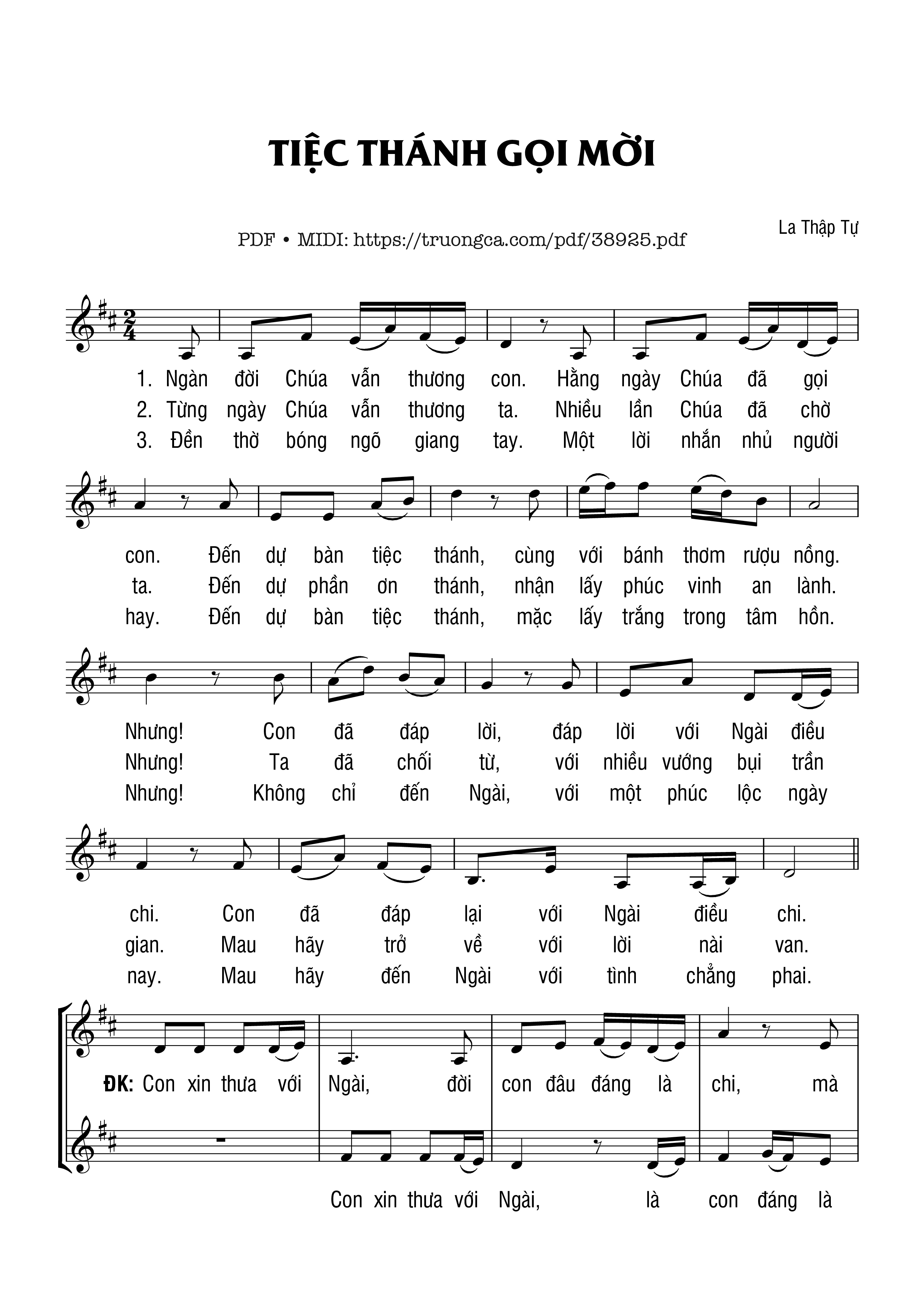 Trang 1 của Sheet nhạc PDF bài hát Tiệc Thánh Gọi Mời - La Thập Tự