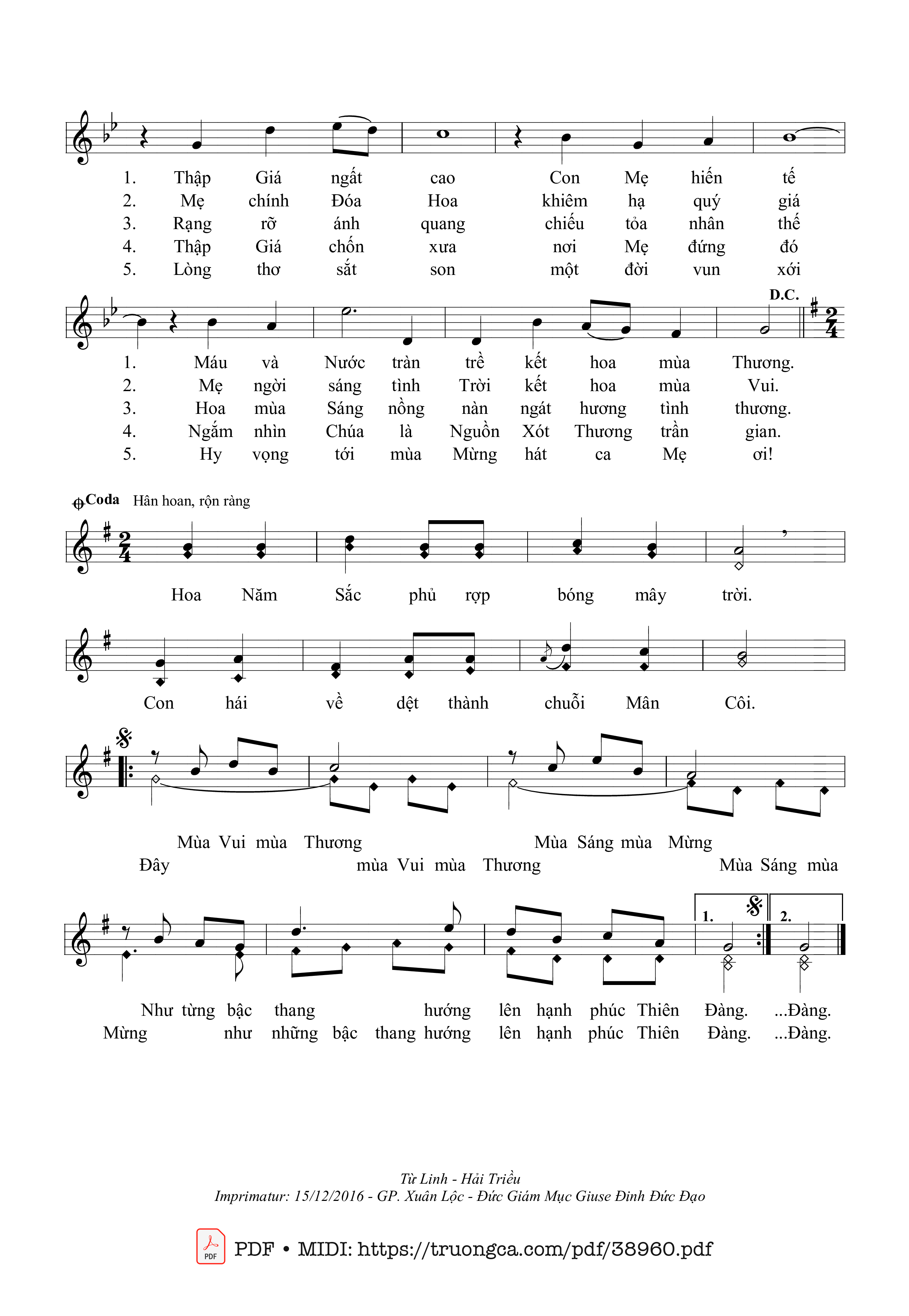 Trang 2 của Sheet nhạc PDF bài hát Hoa Mân Côi Dâng Mẹ - Hải Triều &Amp; Từ Linh