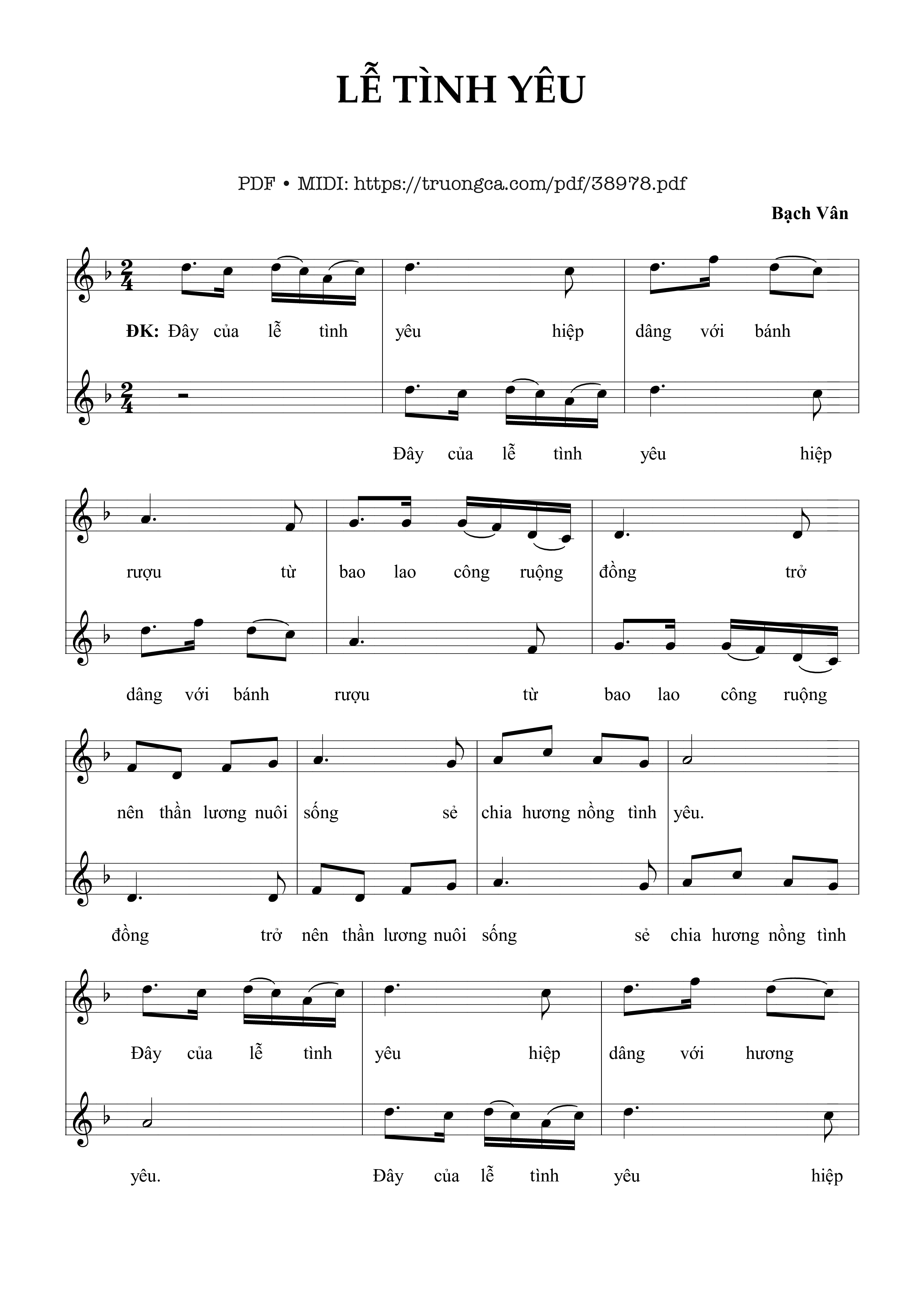 Trang 1 của Sheet nhạc PDF bài hát Lễ Tình Yêu - Bạch Vân