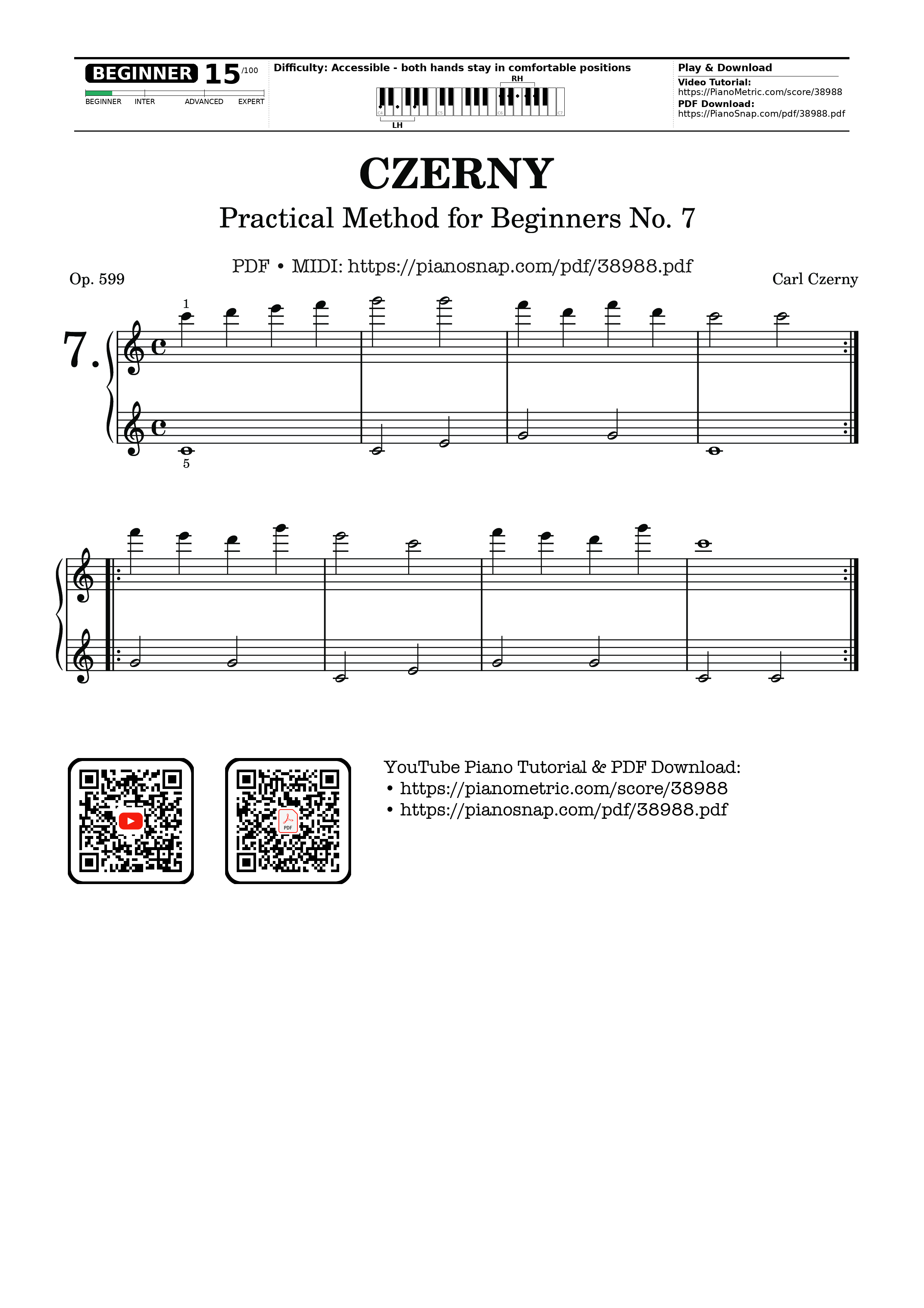 Trang 1 của Sheet nhạc PDF bài hát CZERNY - Practical Method for Beginners, Op. 599, No. 7 - Carl Czerny