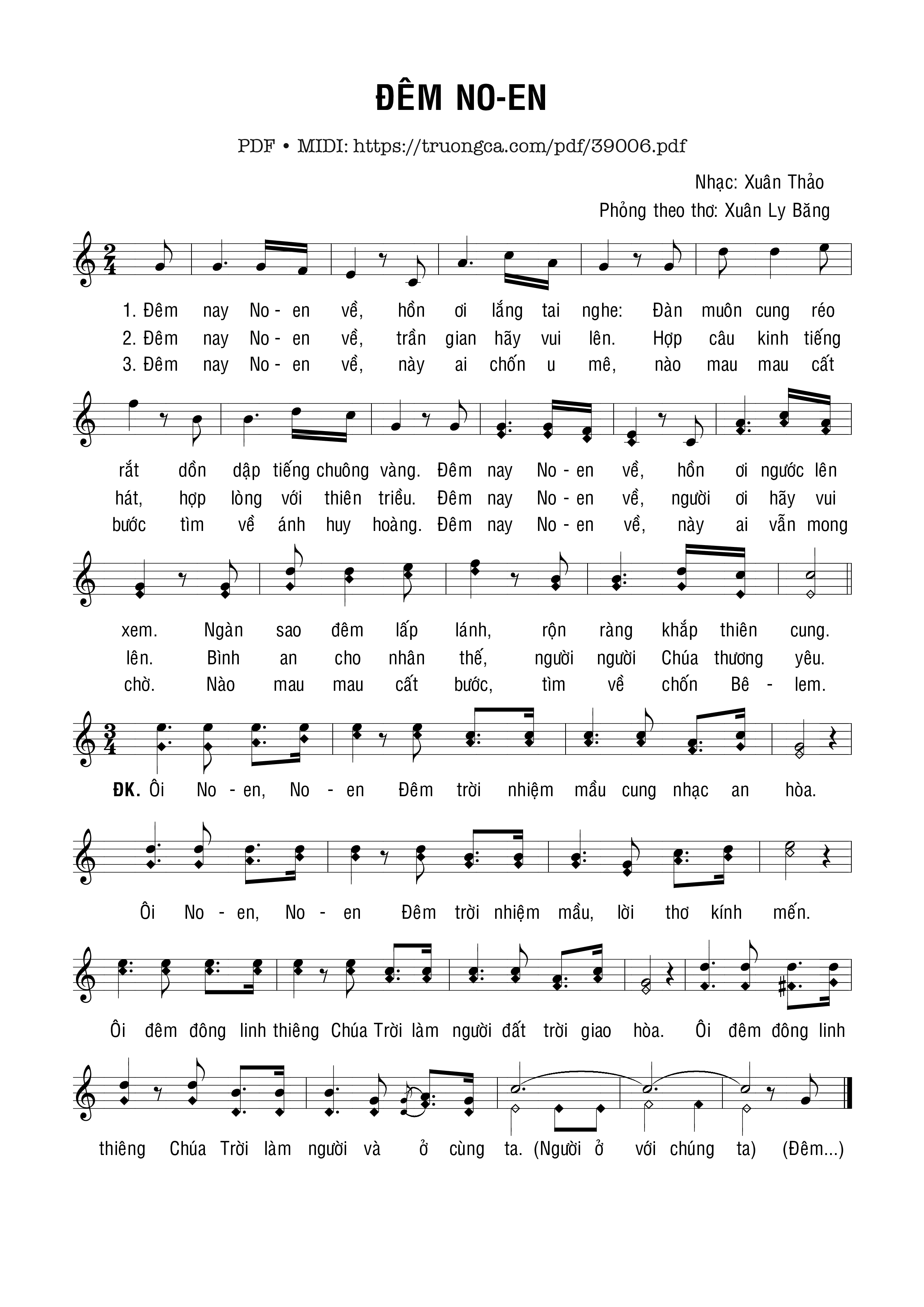 Trang 1 của Sheet nhạc PDF bài hát Đêm Noel - Xuân Thảo