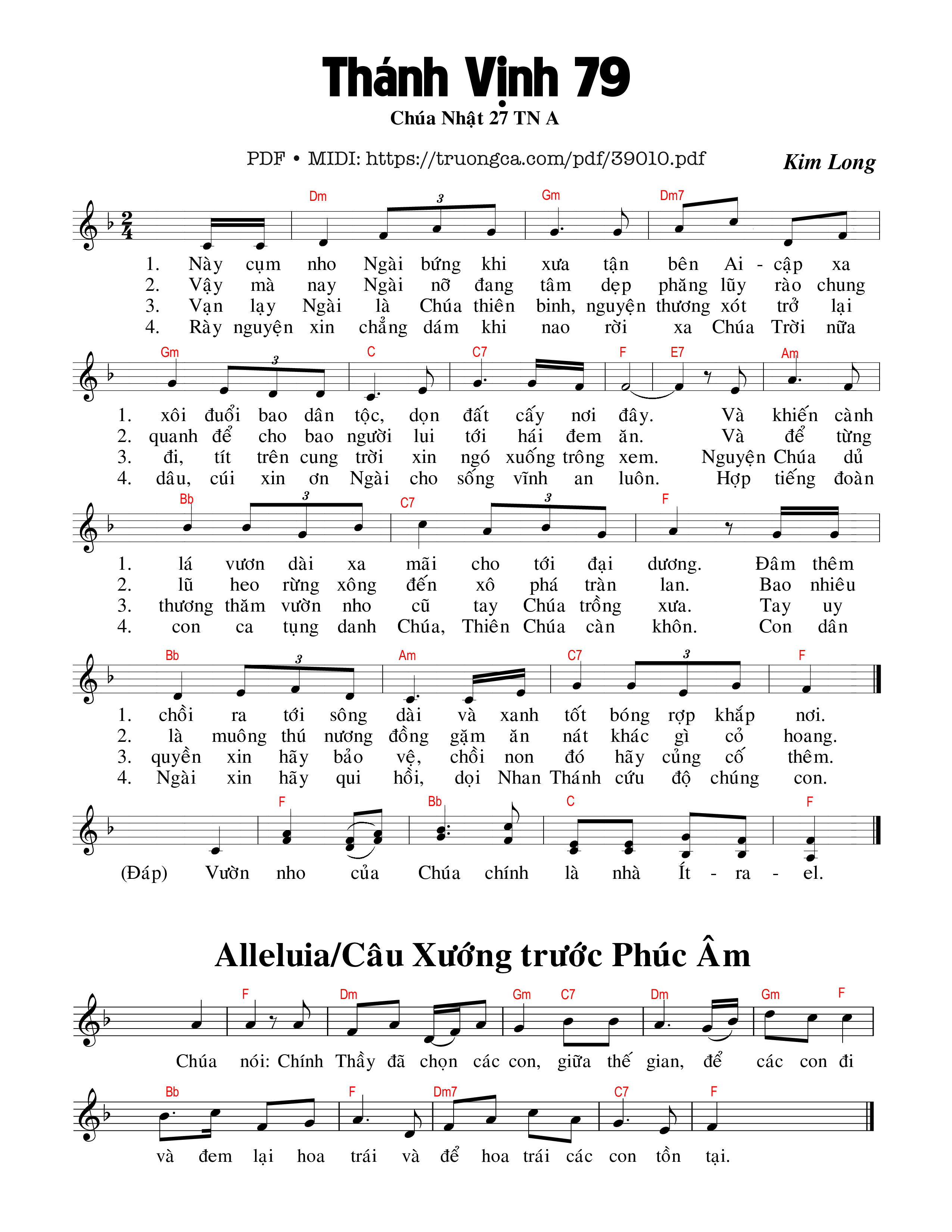 Trang 1 của Sheet nhạc PDF bài hát Thánh Vịnh 79 (Chúa Nhật 27A Thường Niên) - Kim Long